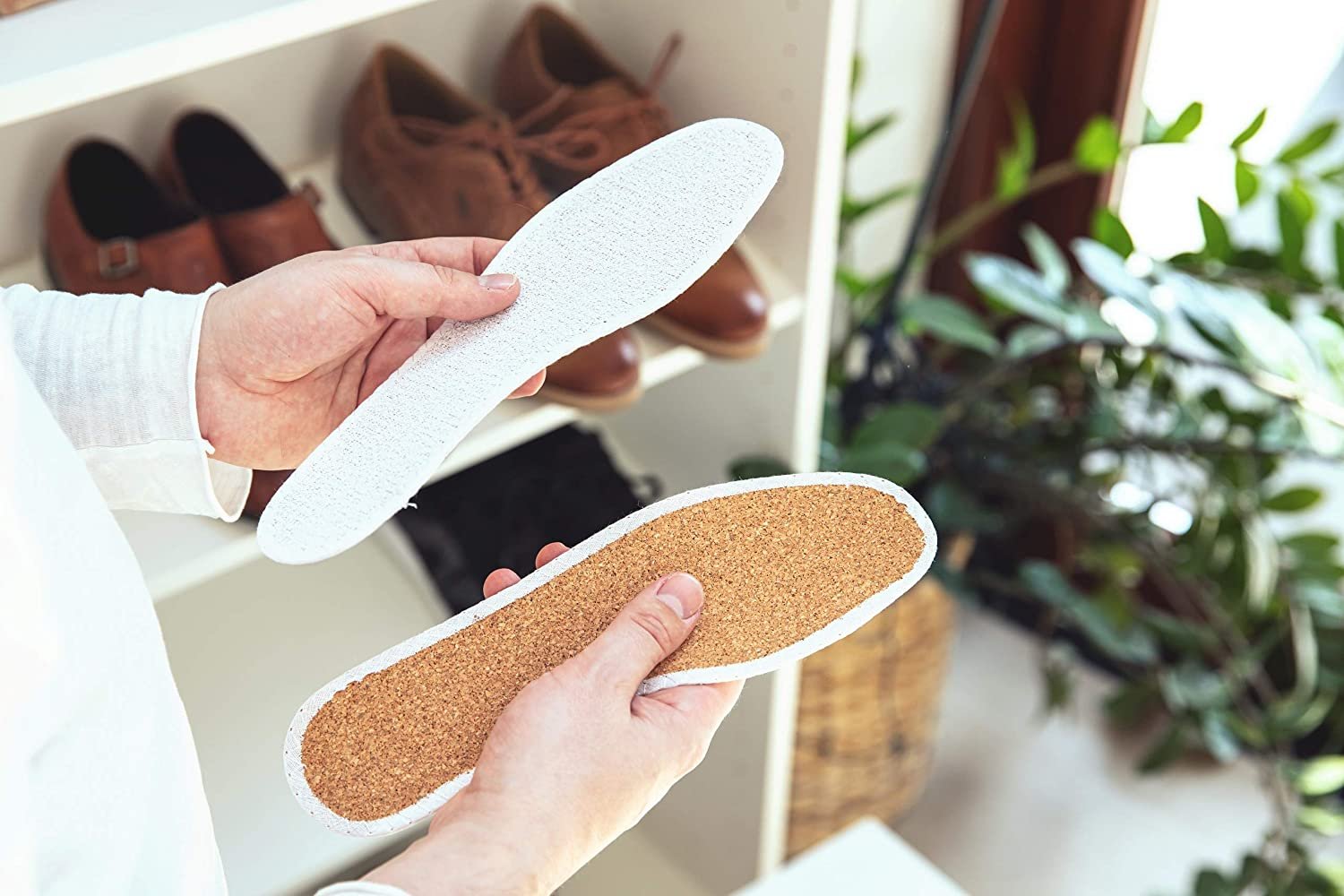 6 Pair Pack Shoe Insoles Natural Cork with Terry Cloth Set Ultra