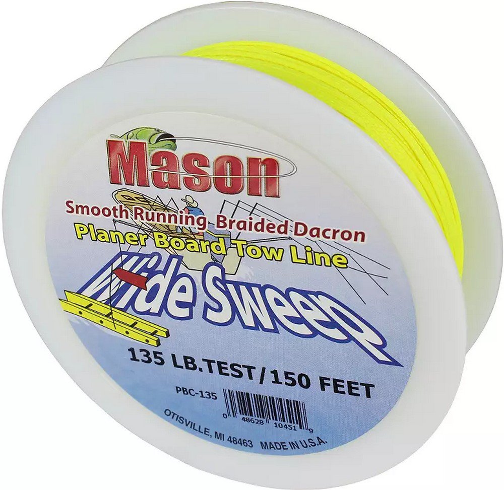 Mason Tackle Wide Sweep Planer Board Tow 150′ Line 135 lb