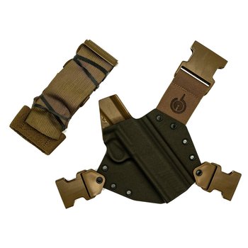 GunfightersINC Kenai Chest Holster RH Gray Shell Coyote Brn Nylon Chest Harness