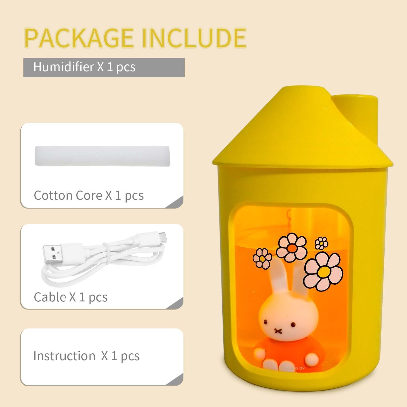 Ultrasonic Cool Mist Humidifier for Bedroom, Night Light, 450 mL- Miffy Mipow - Picture 25 of 25