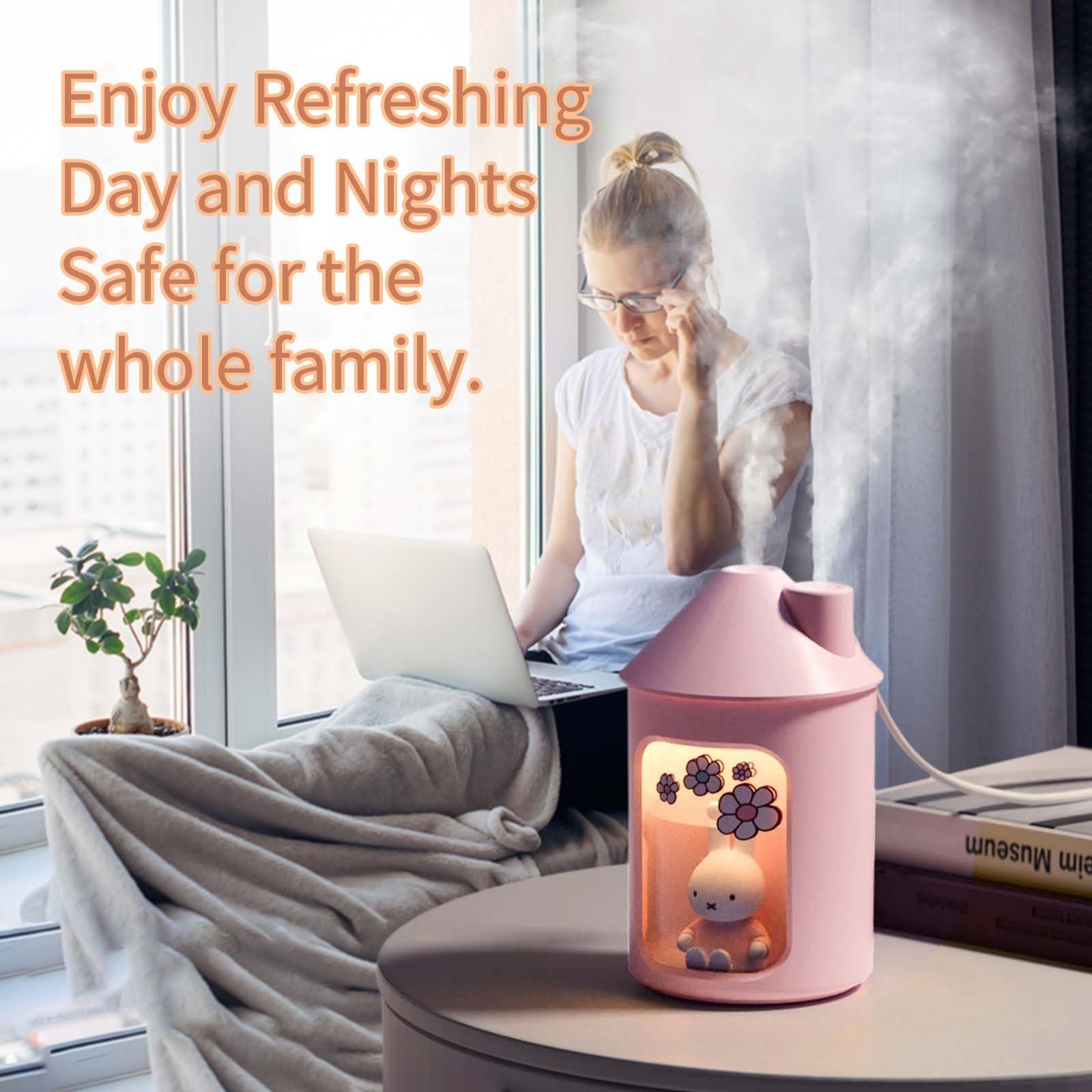 Ultrasonic Cool Mist Humidifier for Bedroom, Night Light, 450 mL- Miffy Mipow - Picture 15 of 25
