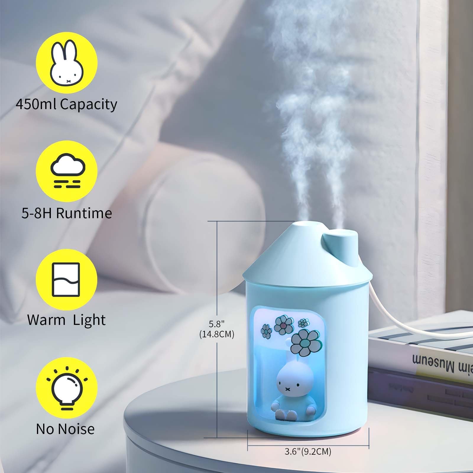 Ultrasonic Cool Mist Humidifier for Bedroom, Night Light, 450 mL- Miffy Mipow - Picture 5 of 25