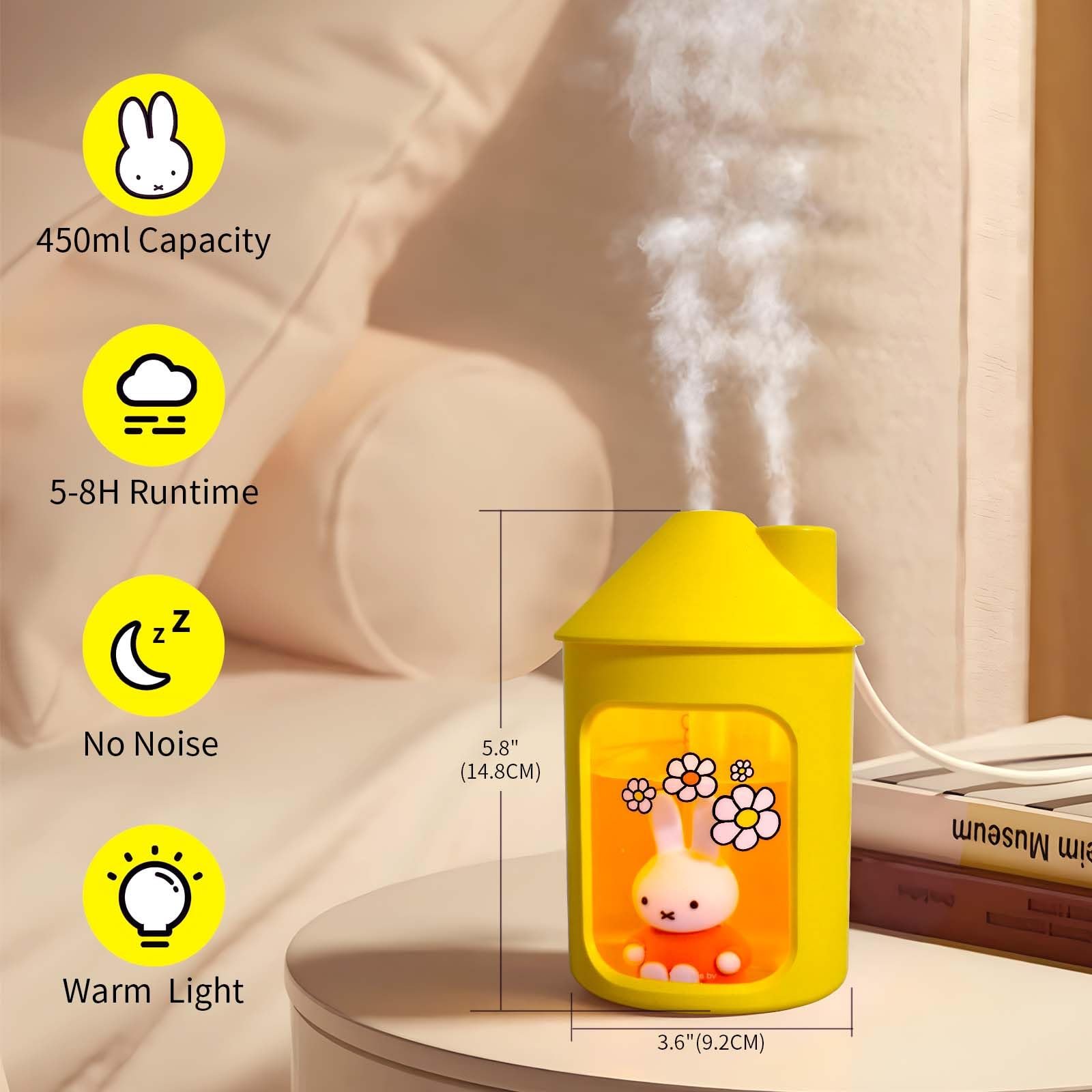 Ultrasonic Cool Mist Humidifier for Bedroom, Night Light, 450 mL- Miffy Mipow - Picture 21 of 25
