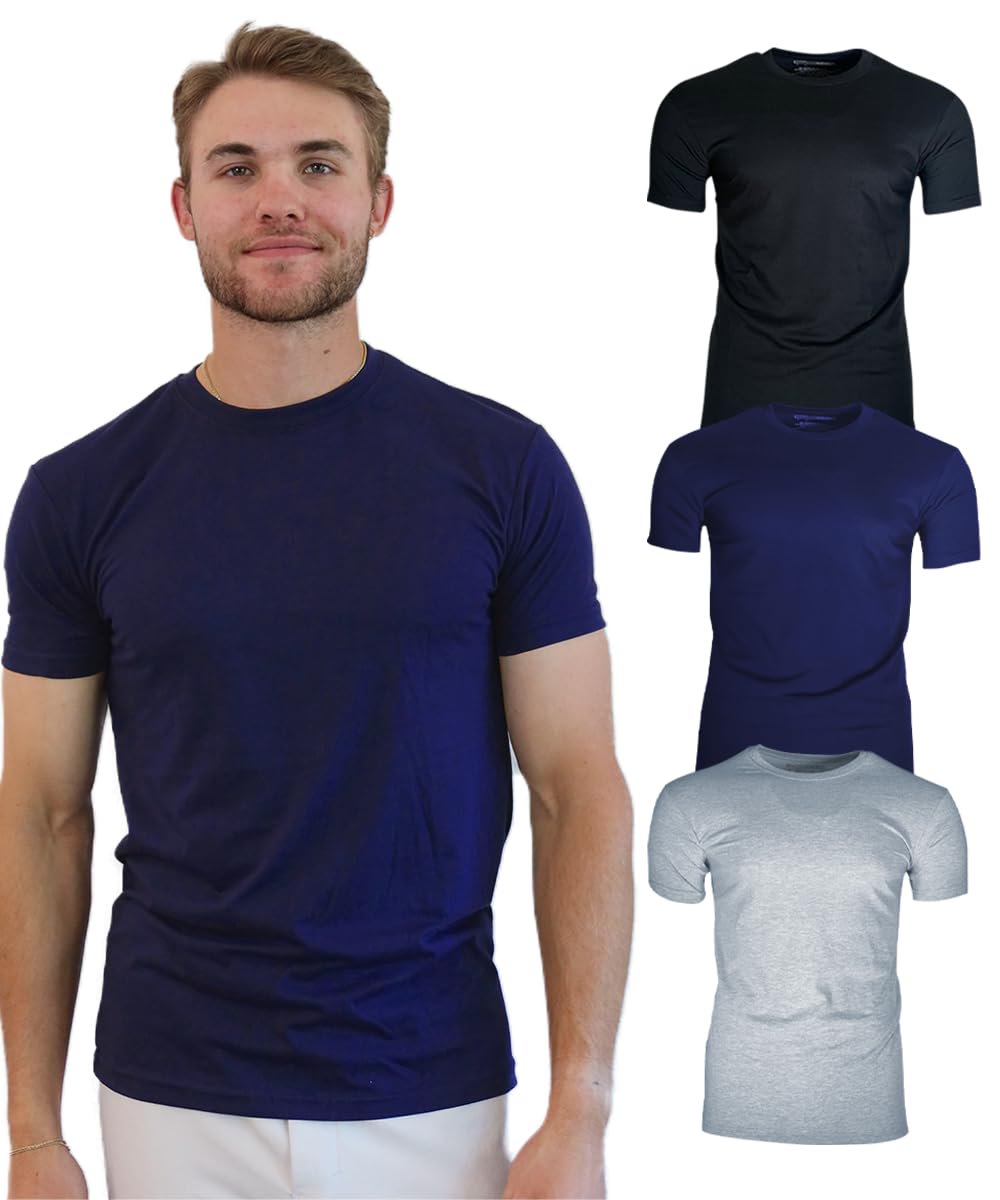 BROOKLYN VERTICAL Men’s 3-Pack Solid Tees, Soft Comfortable Short Sleeve Crewnec