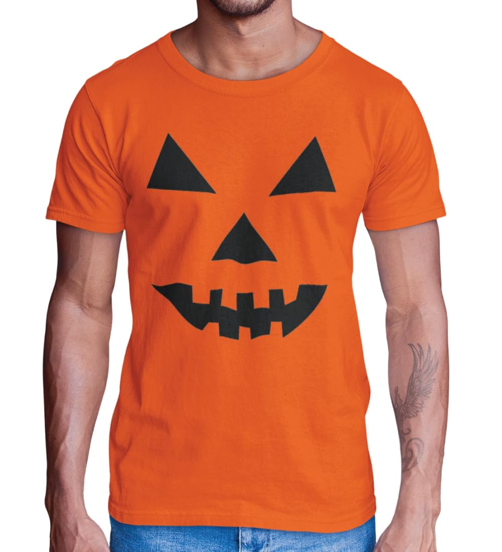 BROOKLYN VERTICAL Adult Halloween Printed T-Shirts Jack O’ Lantern Pumpkin Skele