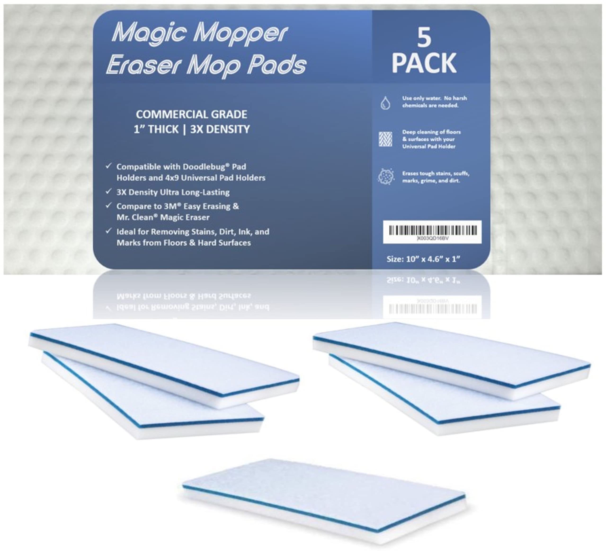 Magic Mopper 4610 Eraser Pads 4.5″ x 10″ x 1″ Commercial Grade Melamine Sponges