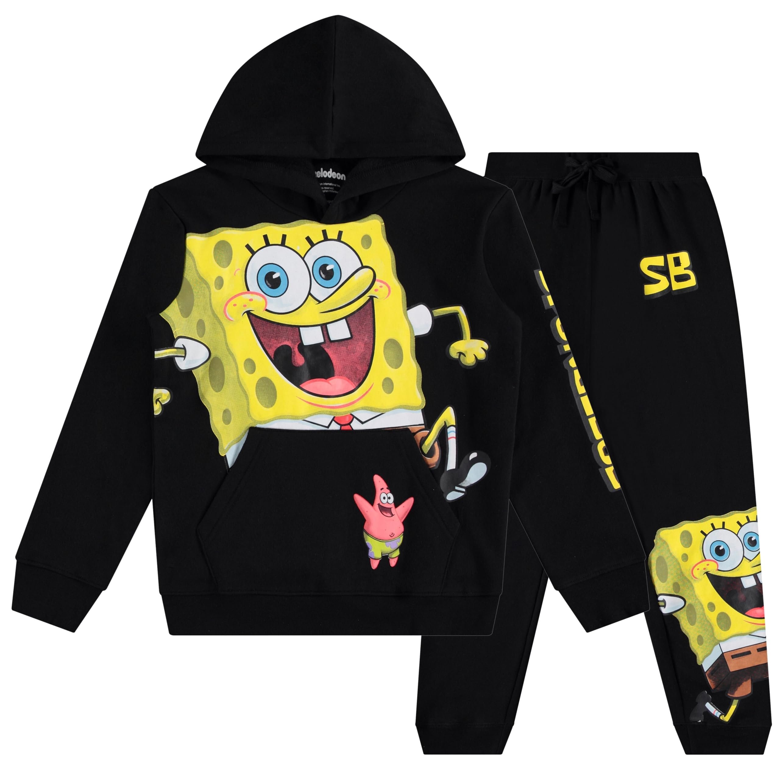 SpongeBob Schwammhose Jungen Kapuzenpullover Hoodie und Jogger Jogginghose Set,... - Bild 8 von 9