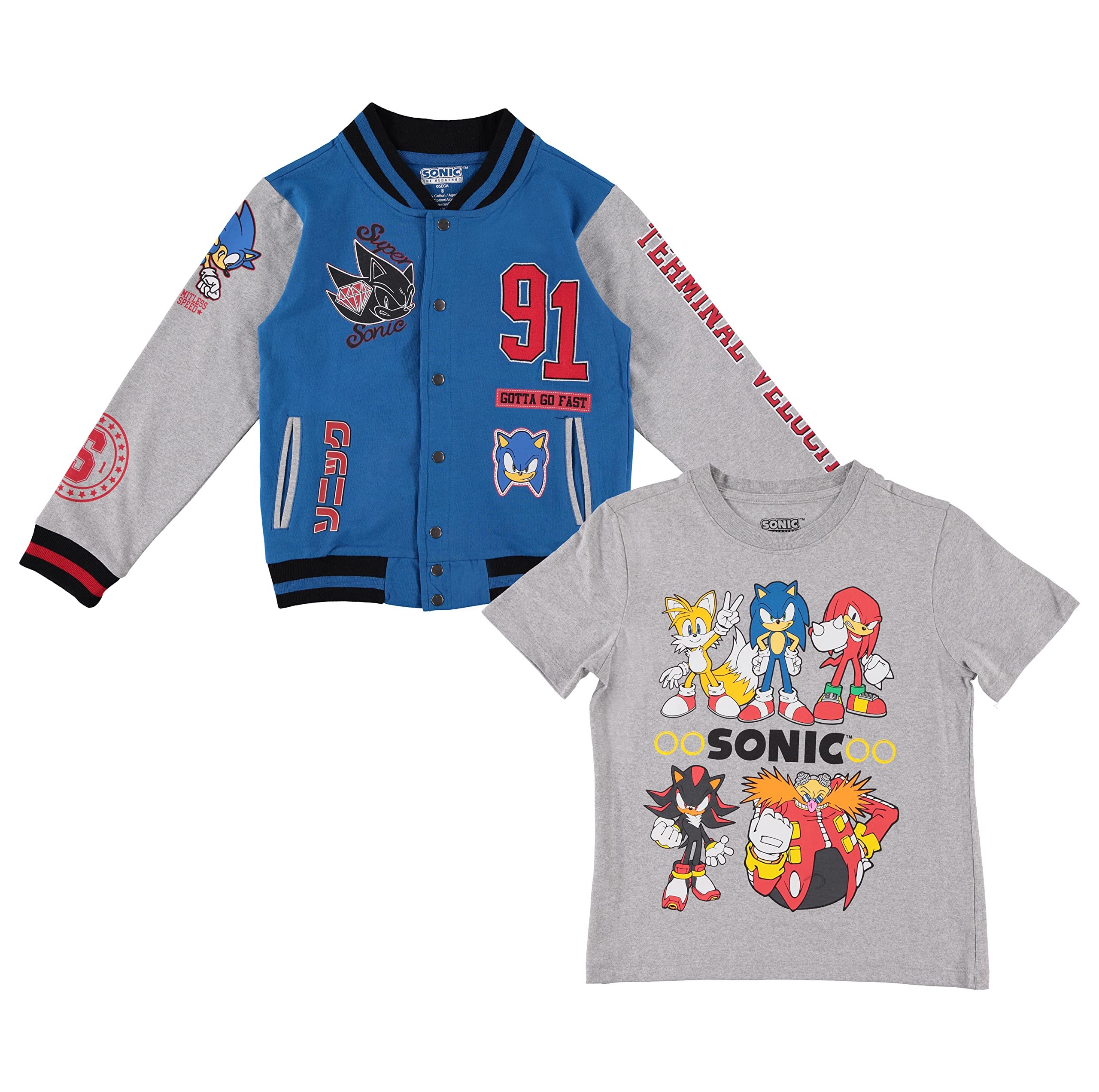 Boys Sonic the Hedgehog Varsity Jacket & T-Shirt Bundle Set - Picture 8 of 8