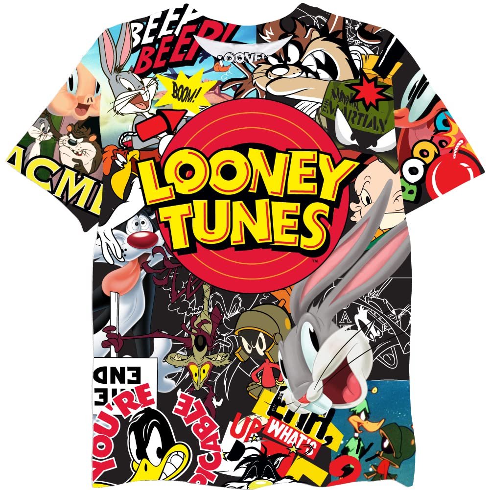 Looney Tunes Boys Short Sleeve T-Shirt - Bugs Bunny, Taz, Marvin, Daffy Duck... - Picture 18 of 18