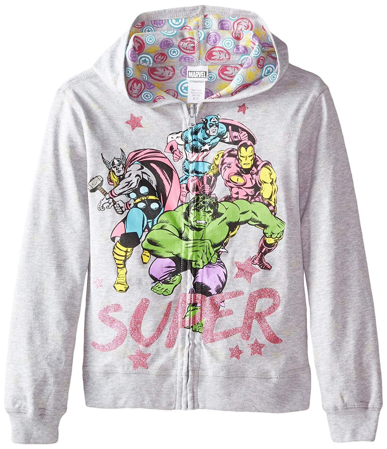 Marvel Girls' Avengers Zipup hoodie featuring reversible