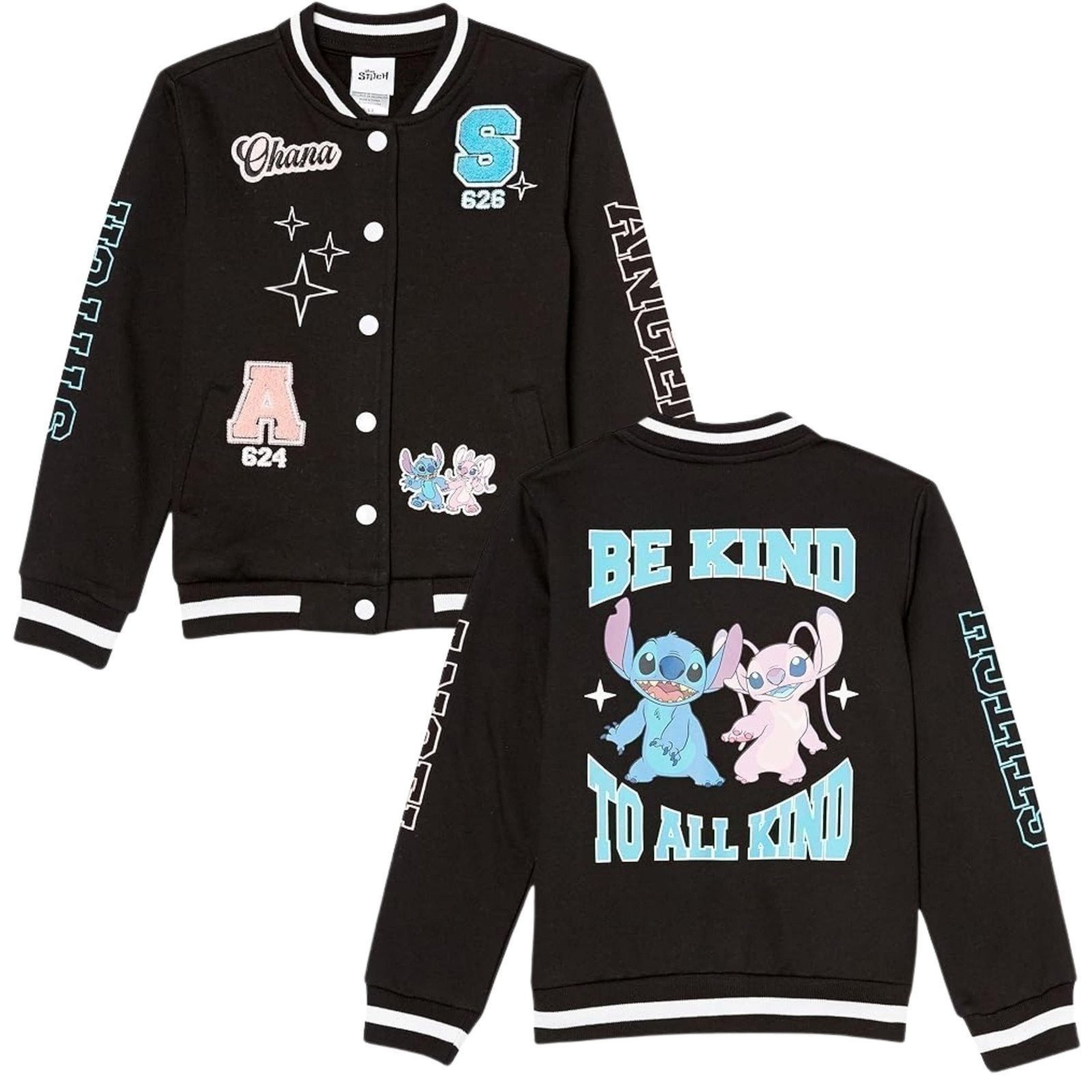 Disney Lilo,Stitch and Angel Varsity Bomber Jacket - Little and Big Girl... - Picture 2 of 25