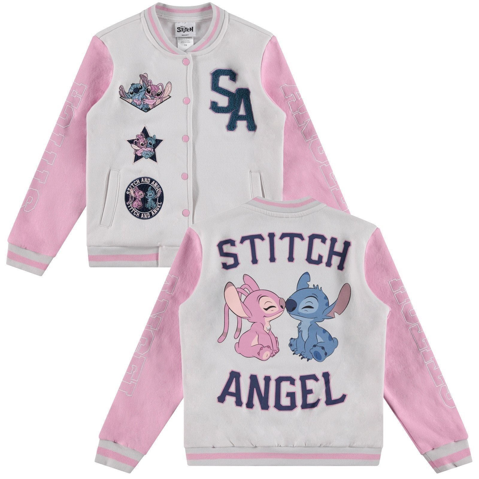 Disney Lilo,Stitch and Angel Varsity Bomber Jacket - Little and Big Girl... - Picture 1 of 25