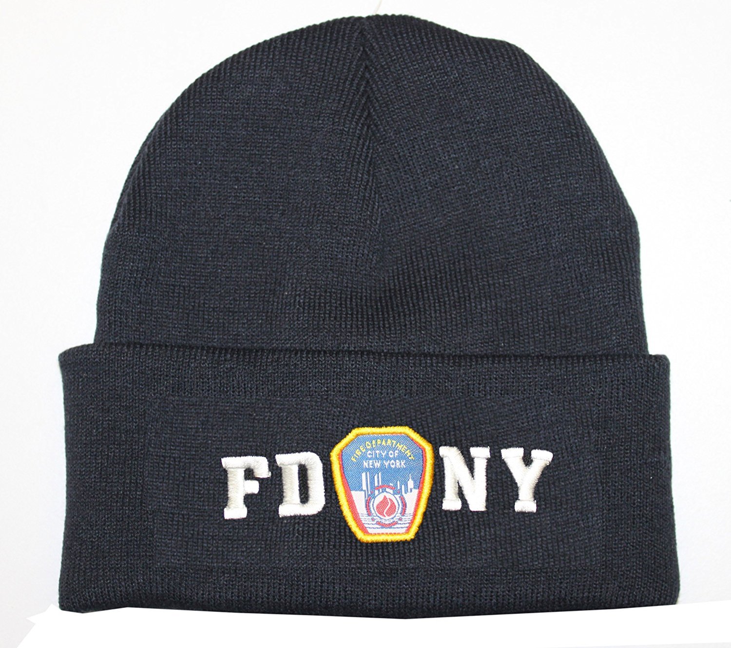 FDNY Winter Hat Police Badge Fire Department Of NYC Navy & White One Size