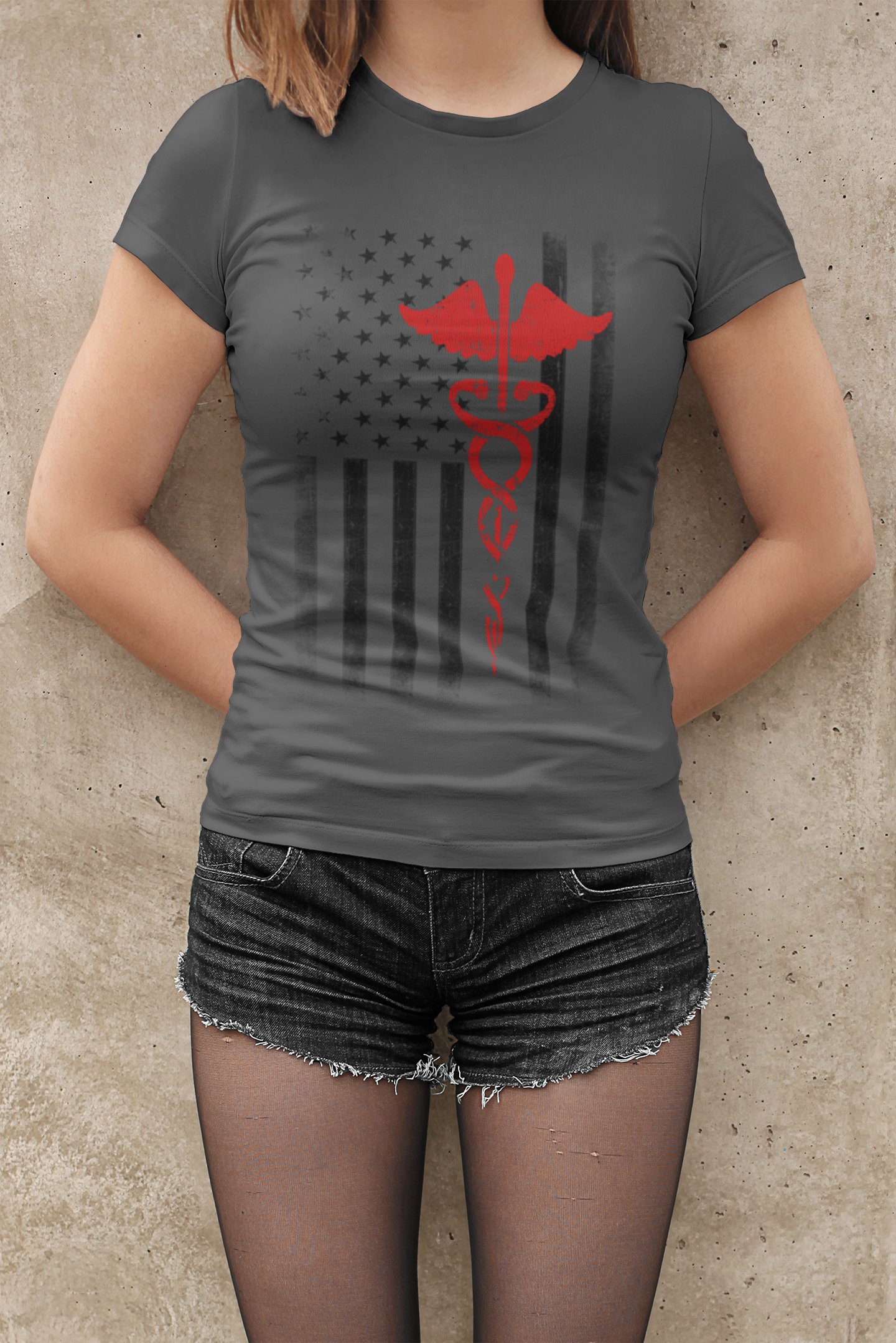 Damen USA Flagge Premium ringgesponnenes T-Shirt EMT Krankenschwestern Lives Matter Retro Vintage - Bild 5 von 7