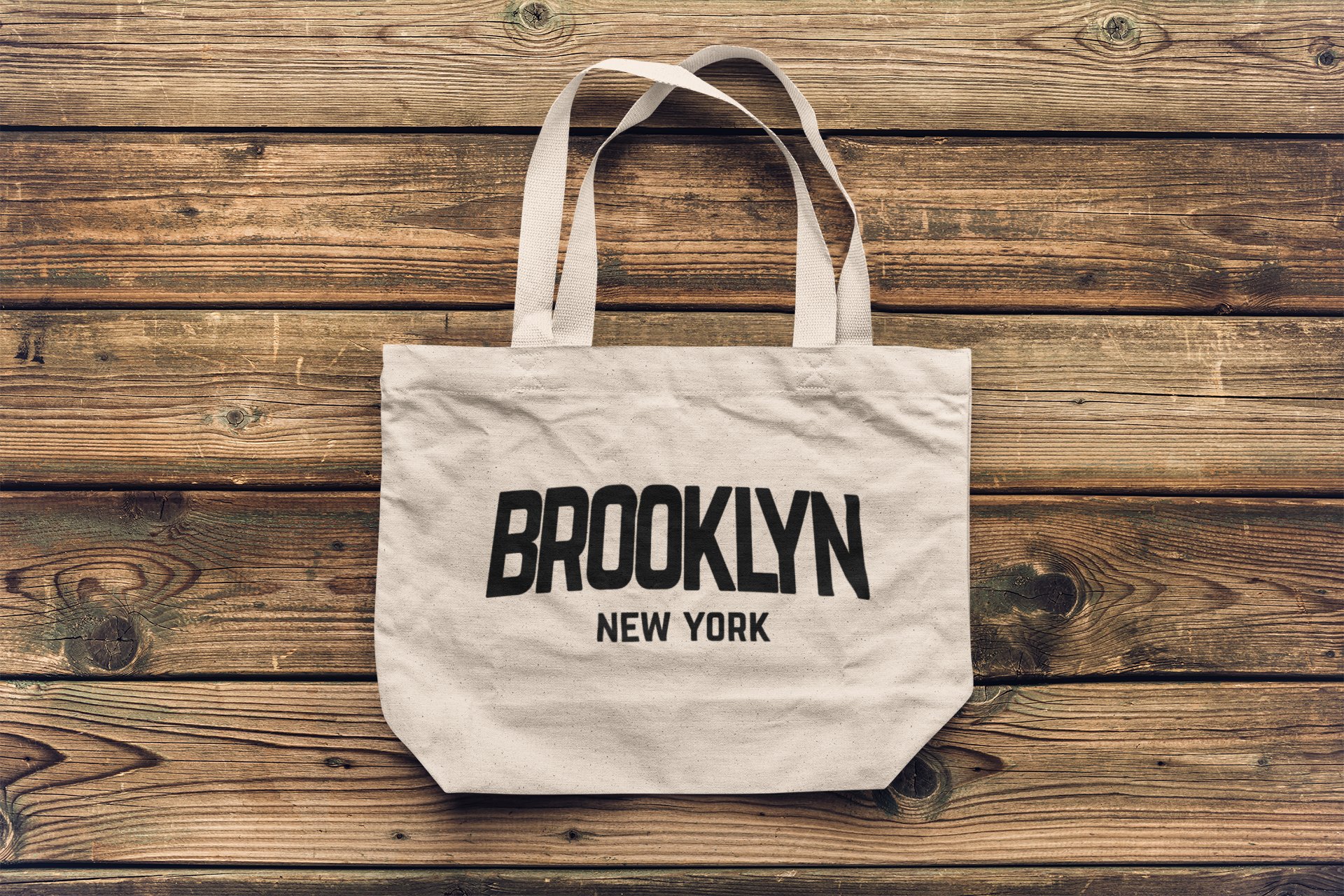Jumbo Size Vintage Style Retro City Cotton Canvas Tote Bags (Brooklyn)