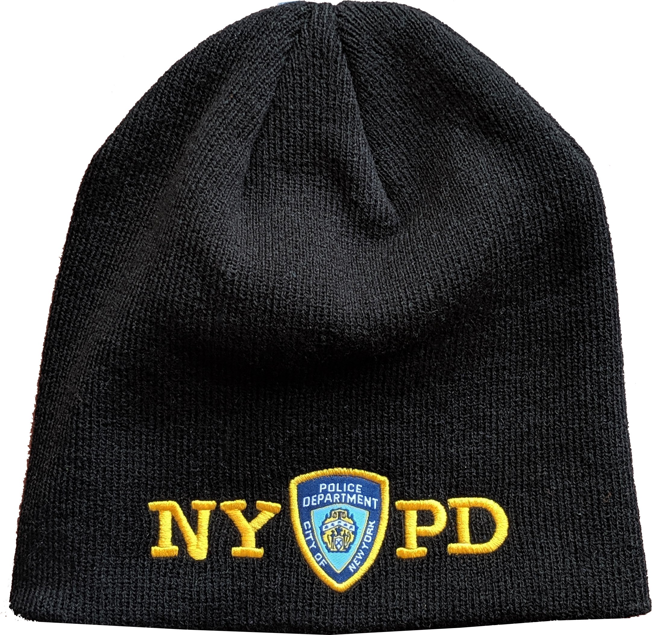 NYPD Winter Hat Knit Cap Officially Licensed (No Fold, Black & Gold)