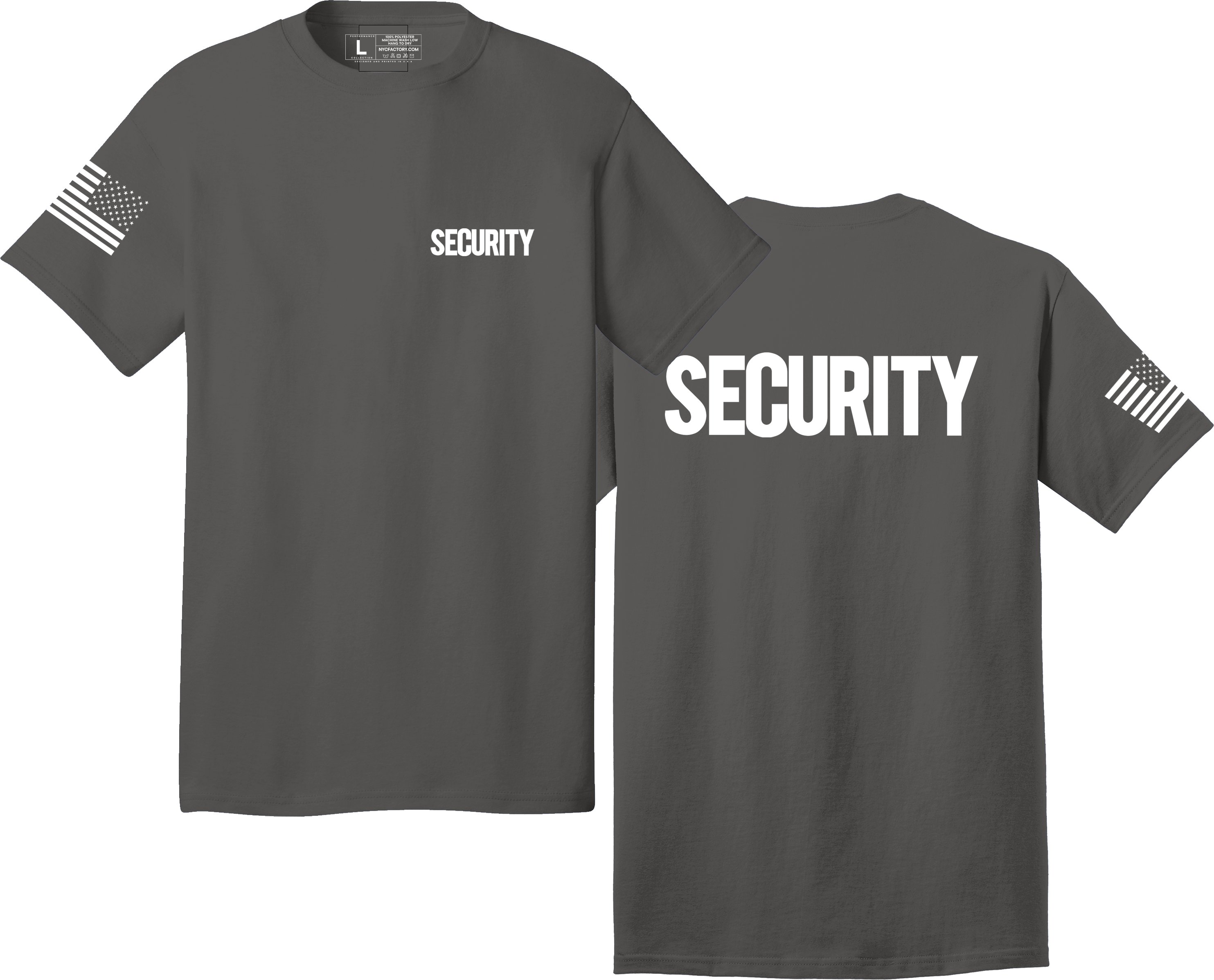 NYC FACTORY Men's Security T-Shirt (Front & Back, USA Flag Sleeve, White, XS) - Picture 16 of 27