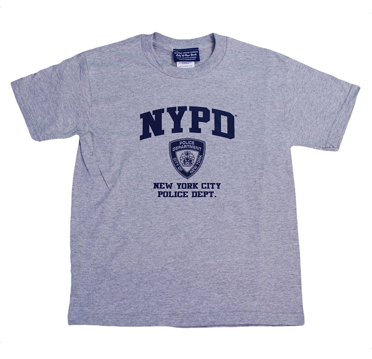 NYPD Kids Short Sleeve Screen Print T-Shirt Gray Boys Police Tee Official