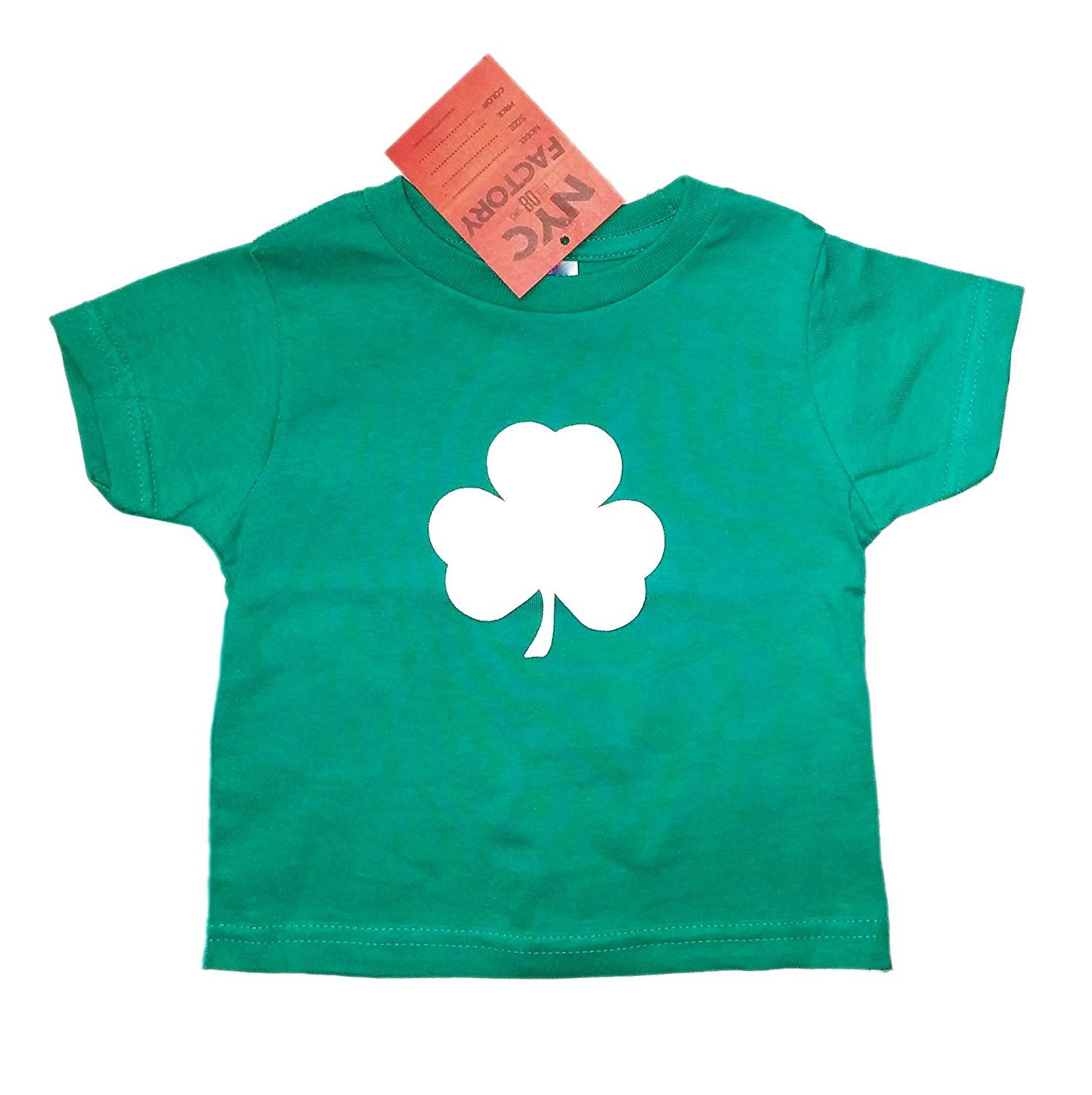 NYC Factory USA Screen Printed Shamrock Toddler T-Shirt Tee Baby Boy Girls 100% Cotton Irish Kelly Green