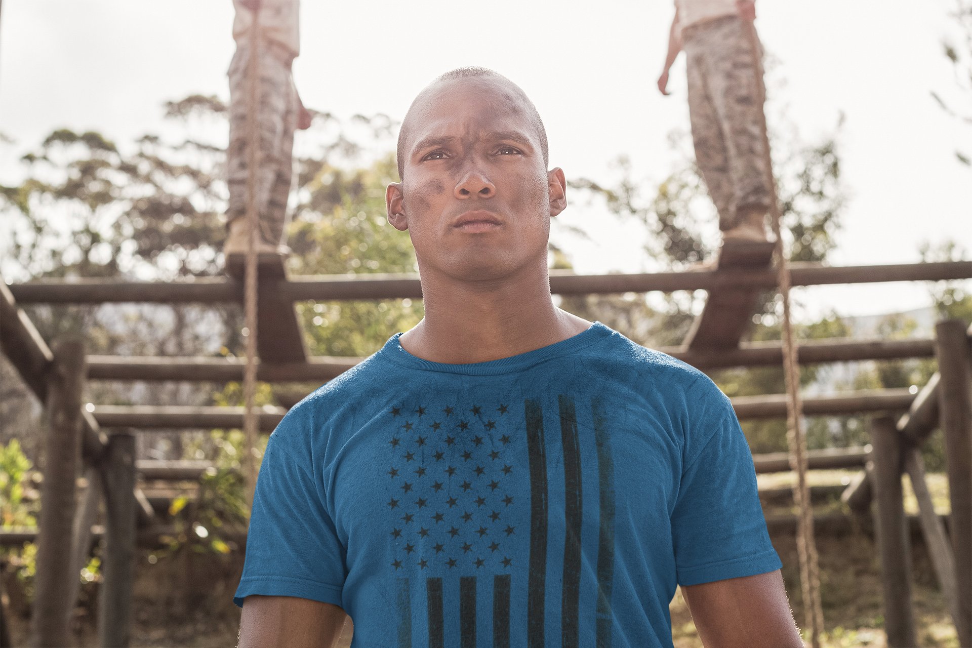 Men's USA Flag Tee Premium Soft Ring-Spun Retro Vintage T-Shirt