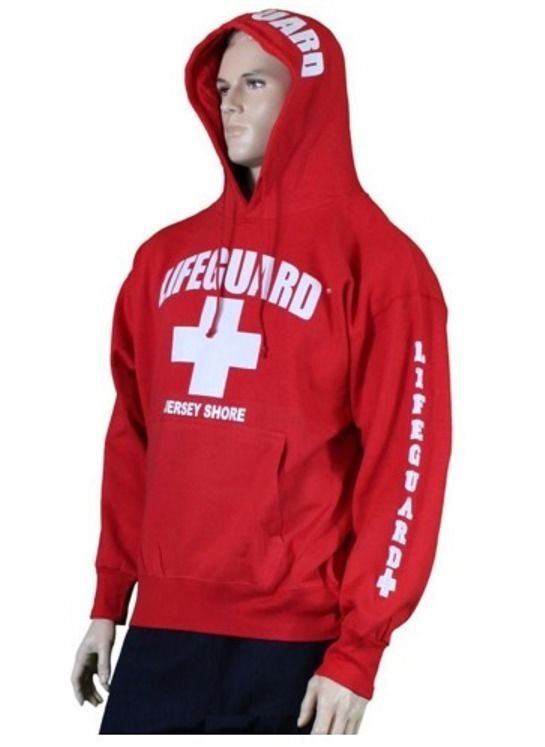 LIFEGUARD HOODIE JERSEY SHORE OFFICIALLY LICENSED SWEATSHIRT RED NJ ADULT  MENS