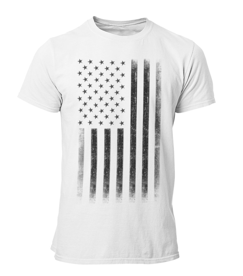 Men's USA Flag Tee Premium Soft Ring-Spun Retro Vintage T-Shirt