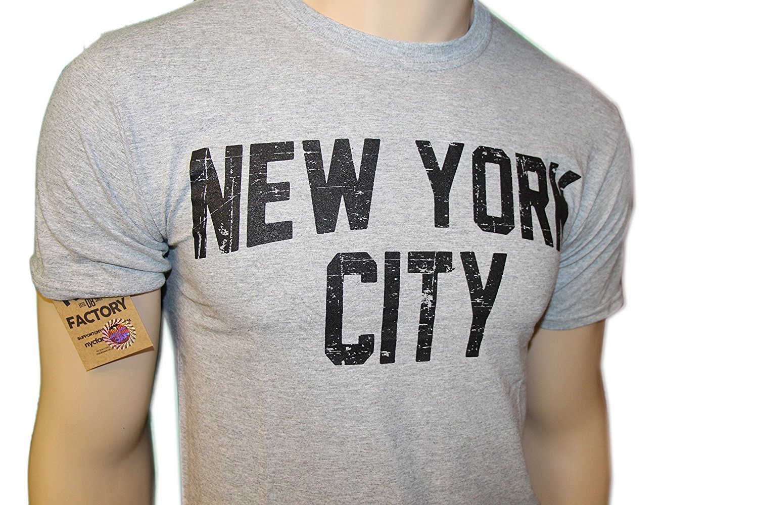 New York City Unisex T-Shirt Distressed Screenprinted Gray Lennon Tee