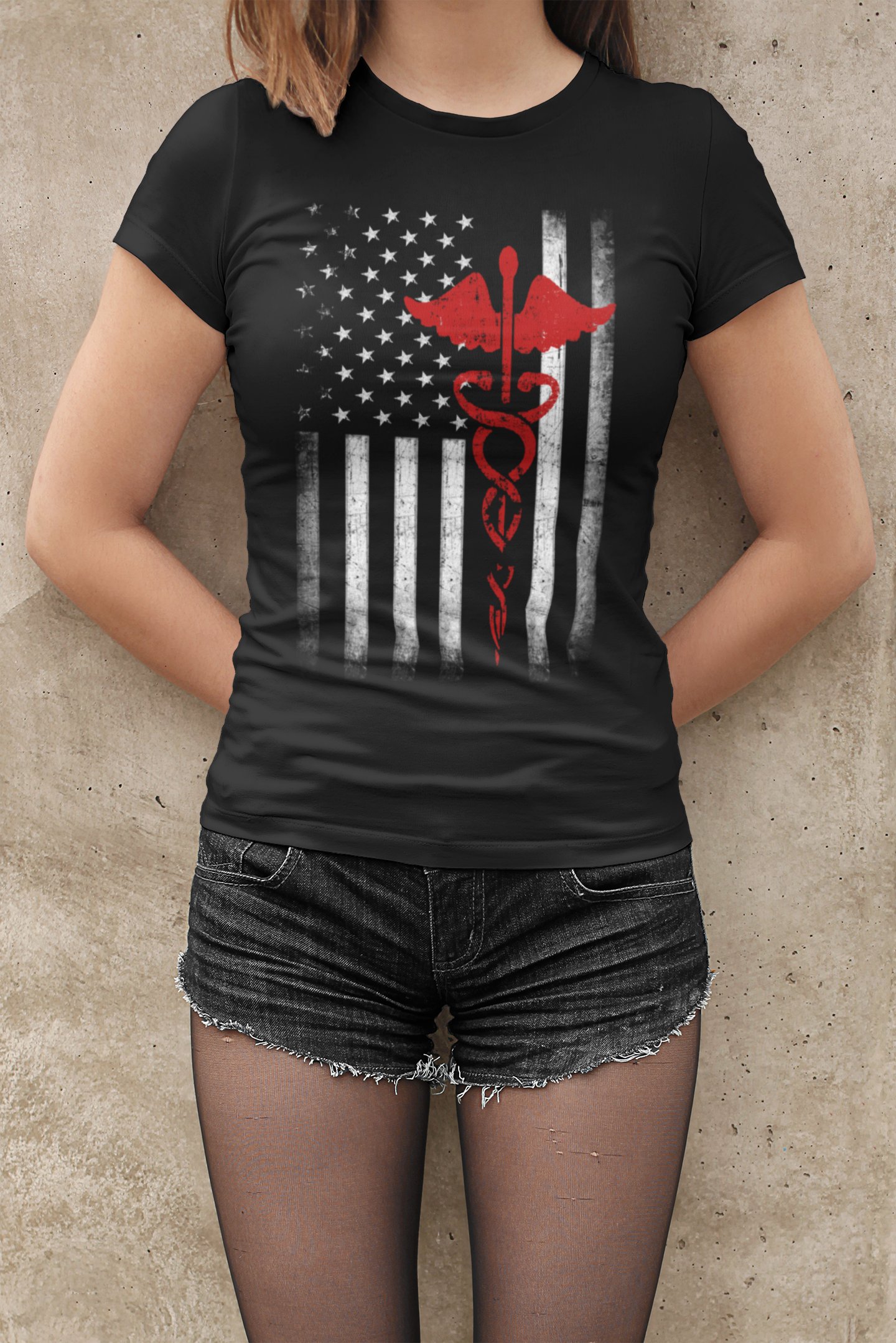 Damen USA Flagge Premium ringgesponnenes T-Shirt EMT Krankenschwestern Lives Matter Retro Vintage - Bild 4 von 7