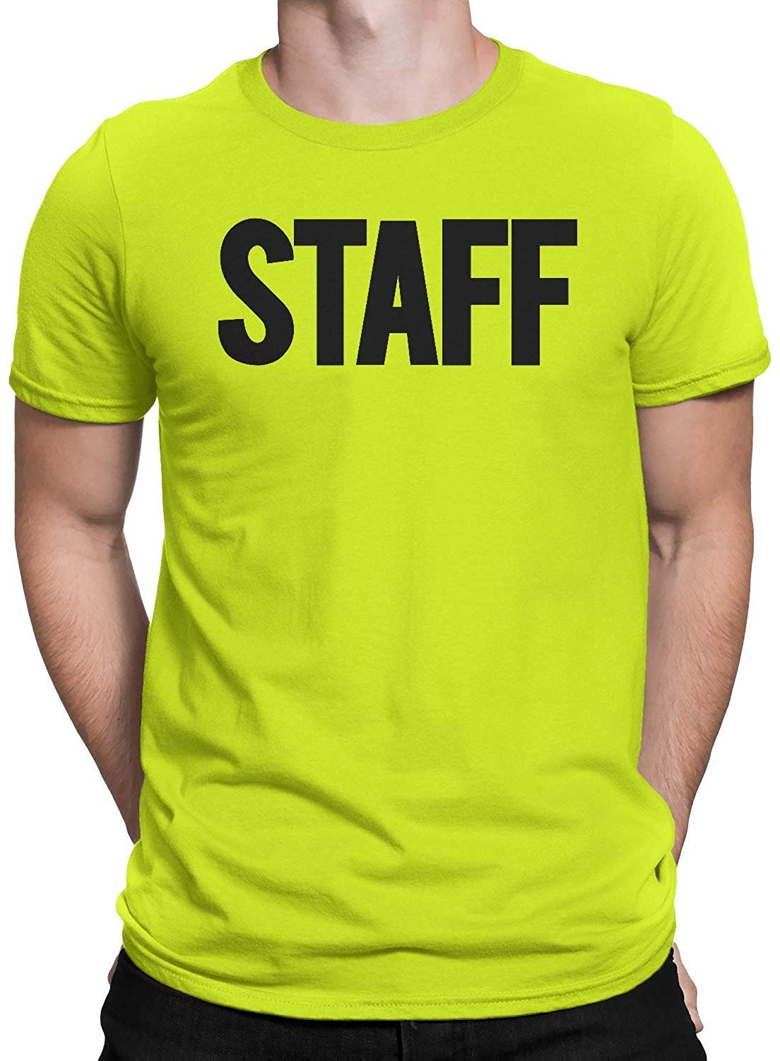 Men's Staff T-Shirt Front Back Print Tee Event Uniform Screen-Printed Shirt