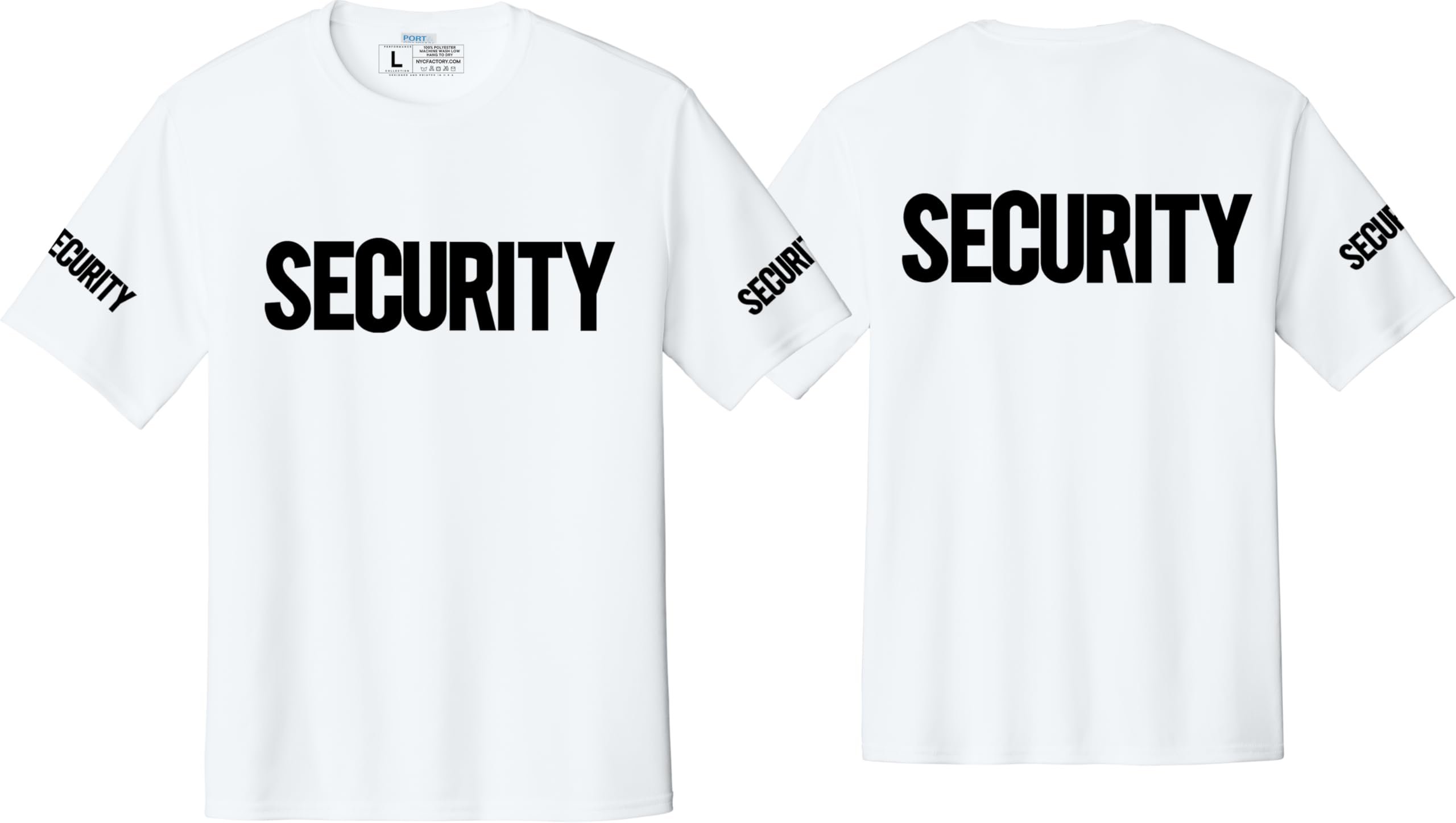 NYC FACTORY Men's Security T-Shirt (Front & Back, USA Flag Sleeve, White, XS) - Picture 22 of 27