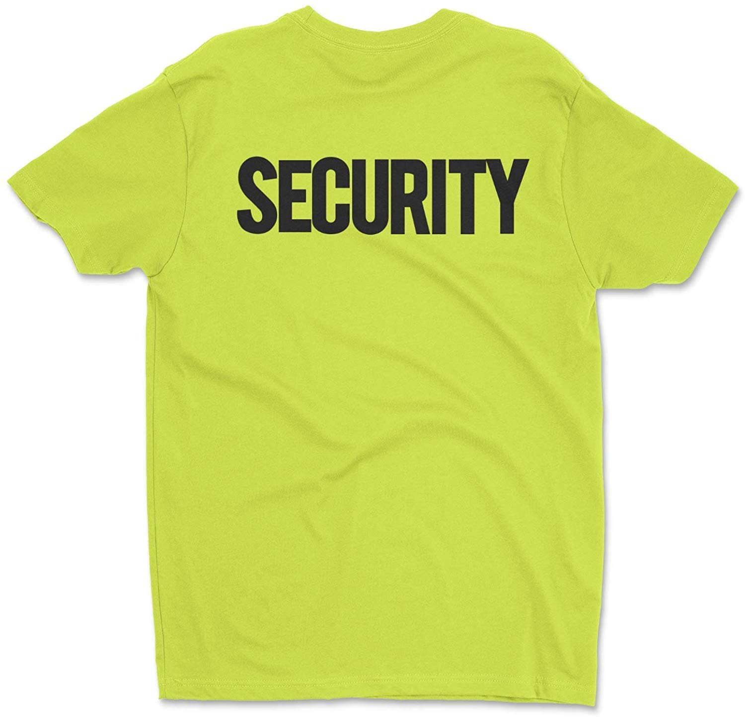 NYC Factory Men's Neon Security T-Shirt Chest Back Print Tee