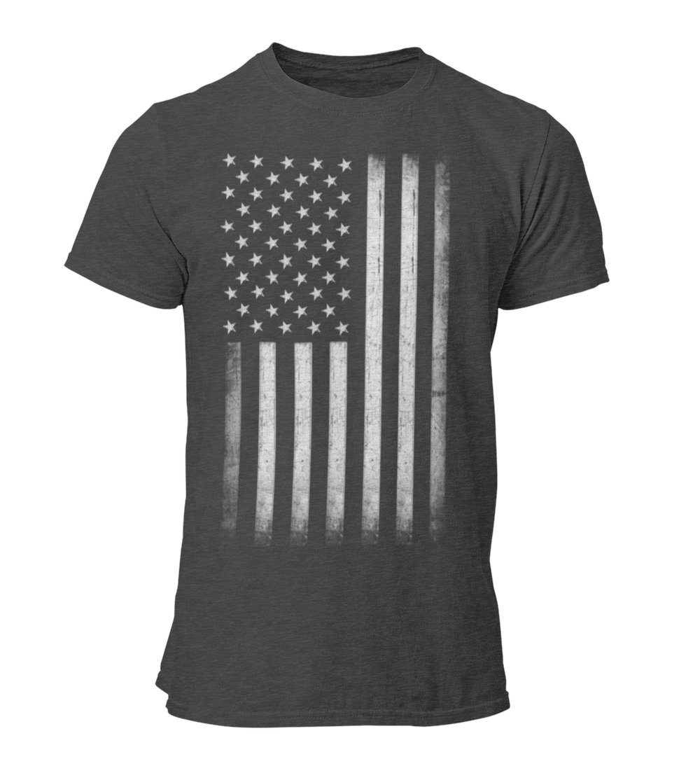 Men's USA Flag Tee Premium Soft Ring-Spun Retro Vintage T-Shirt