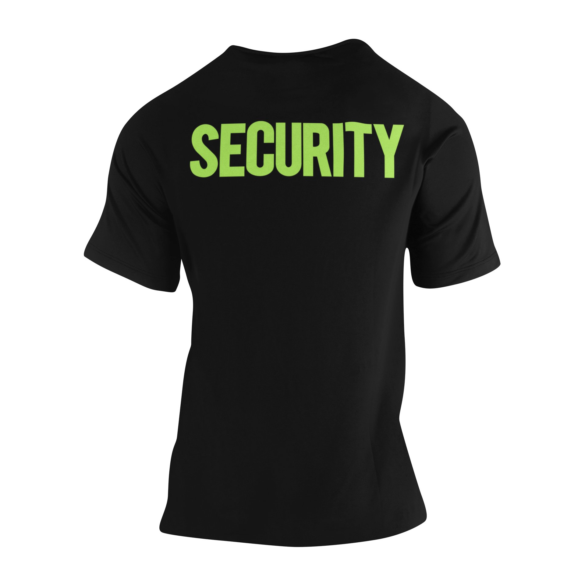 Security T-Shirt Front Back Screen Print Shirt Event (Black & Safety Green)