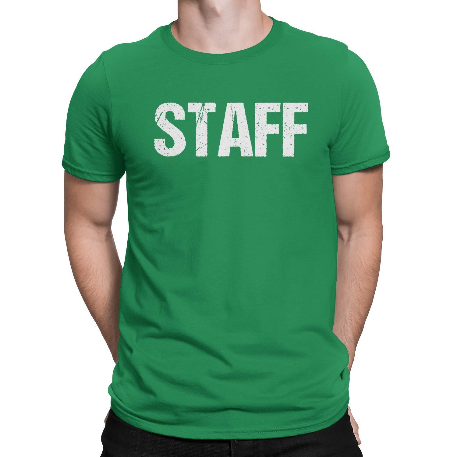 NYC Factory Staff T-Shirt Irish Green Mens Tee Event Shirt Front & Back Screen Printed