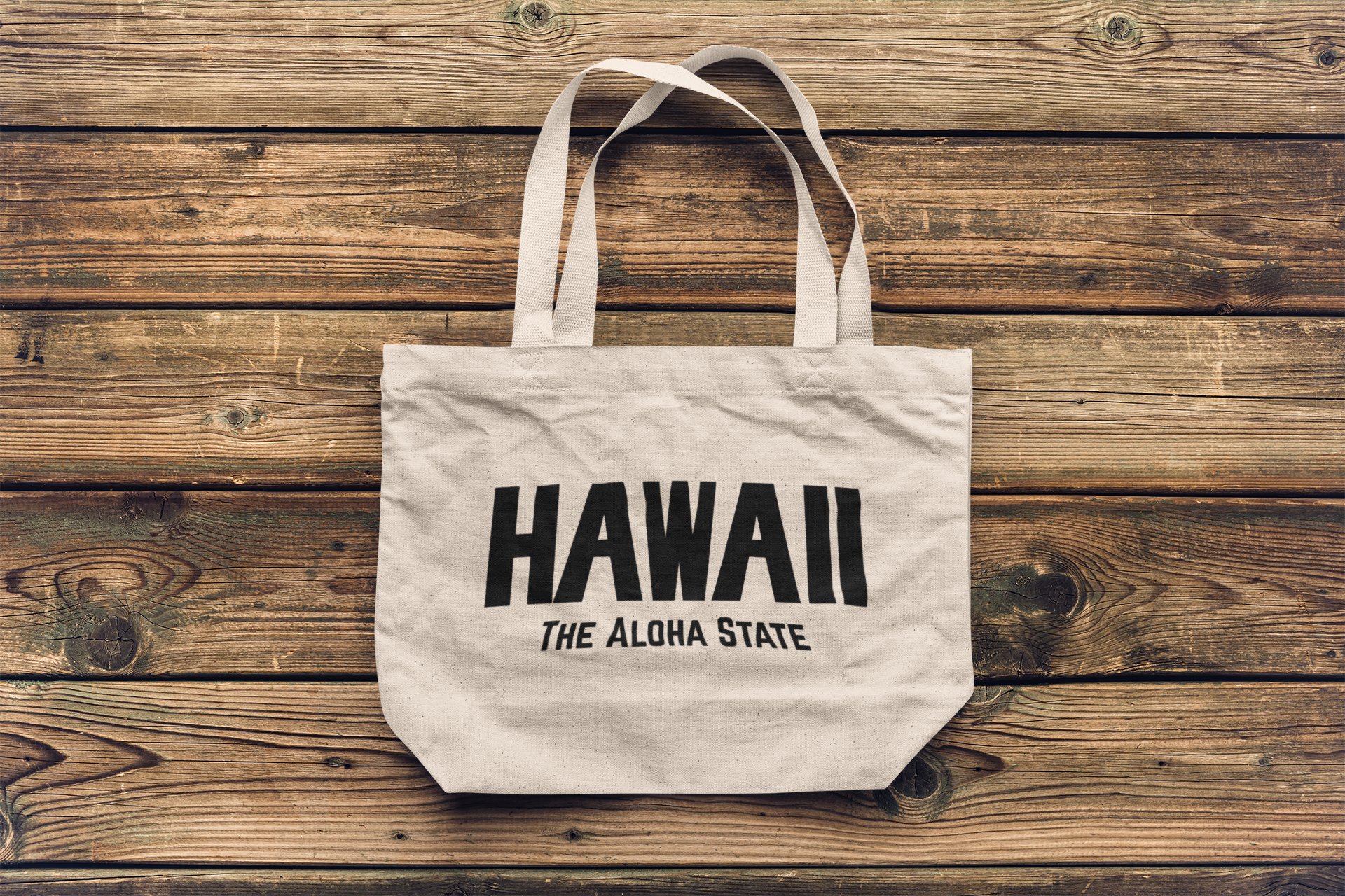 Jumbo Size Vintage Style Retro City Cotton Canvas Tote Bags (Hawaii)