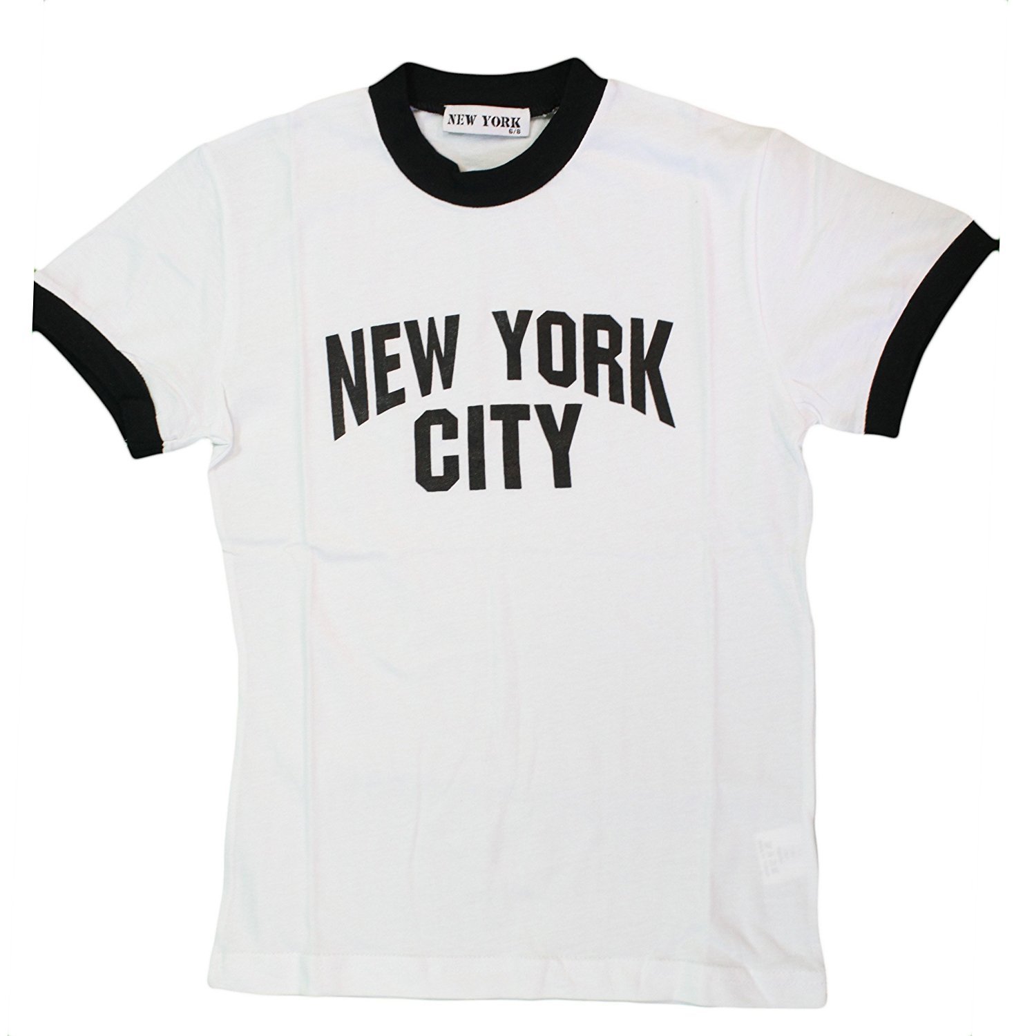 NYC Factory New York City Kids John Lennon Ringer NYC Boys Beatles T-Shirt White