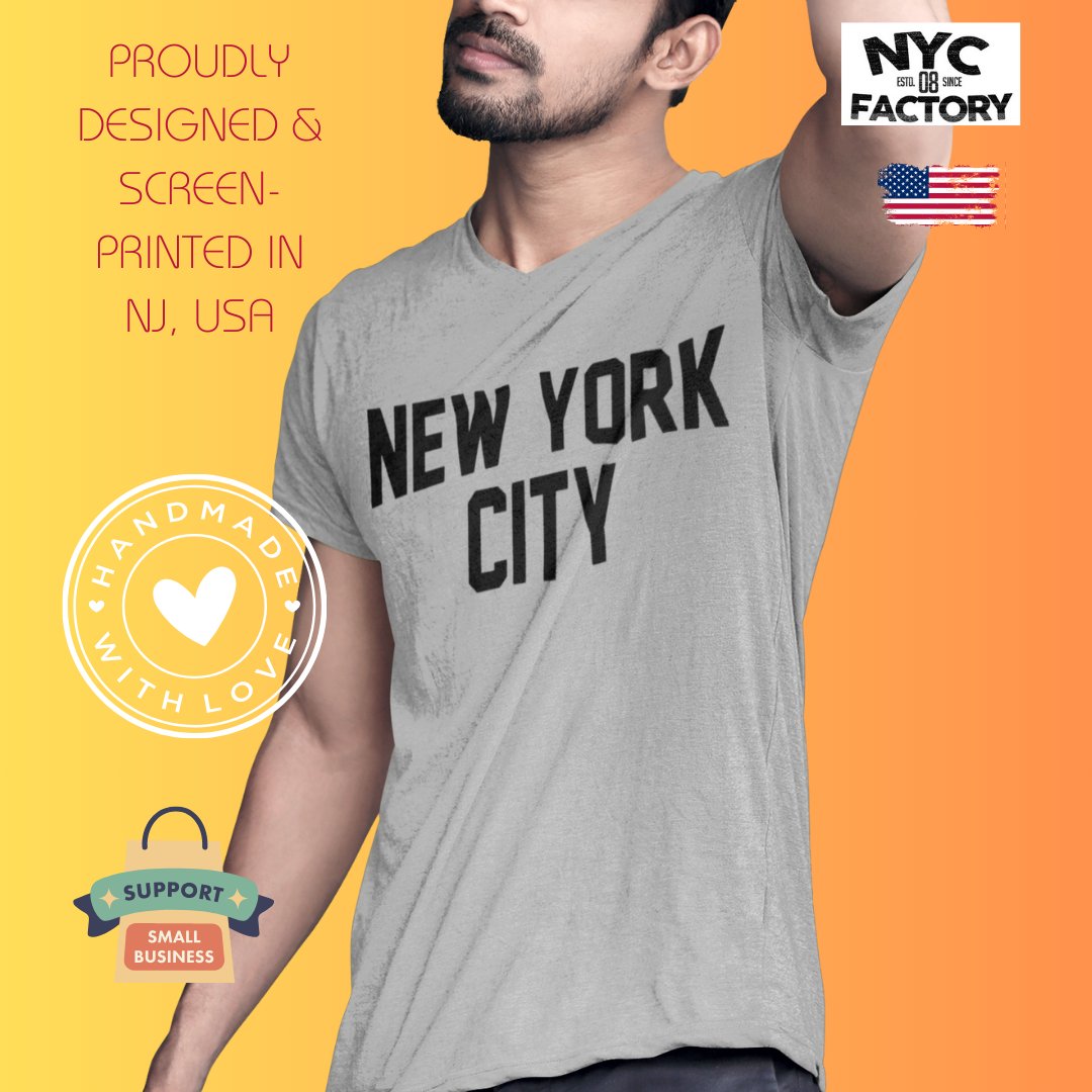 New York City Unisex T-Shirt Screen-Printed Heather Gray Tee