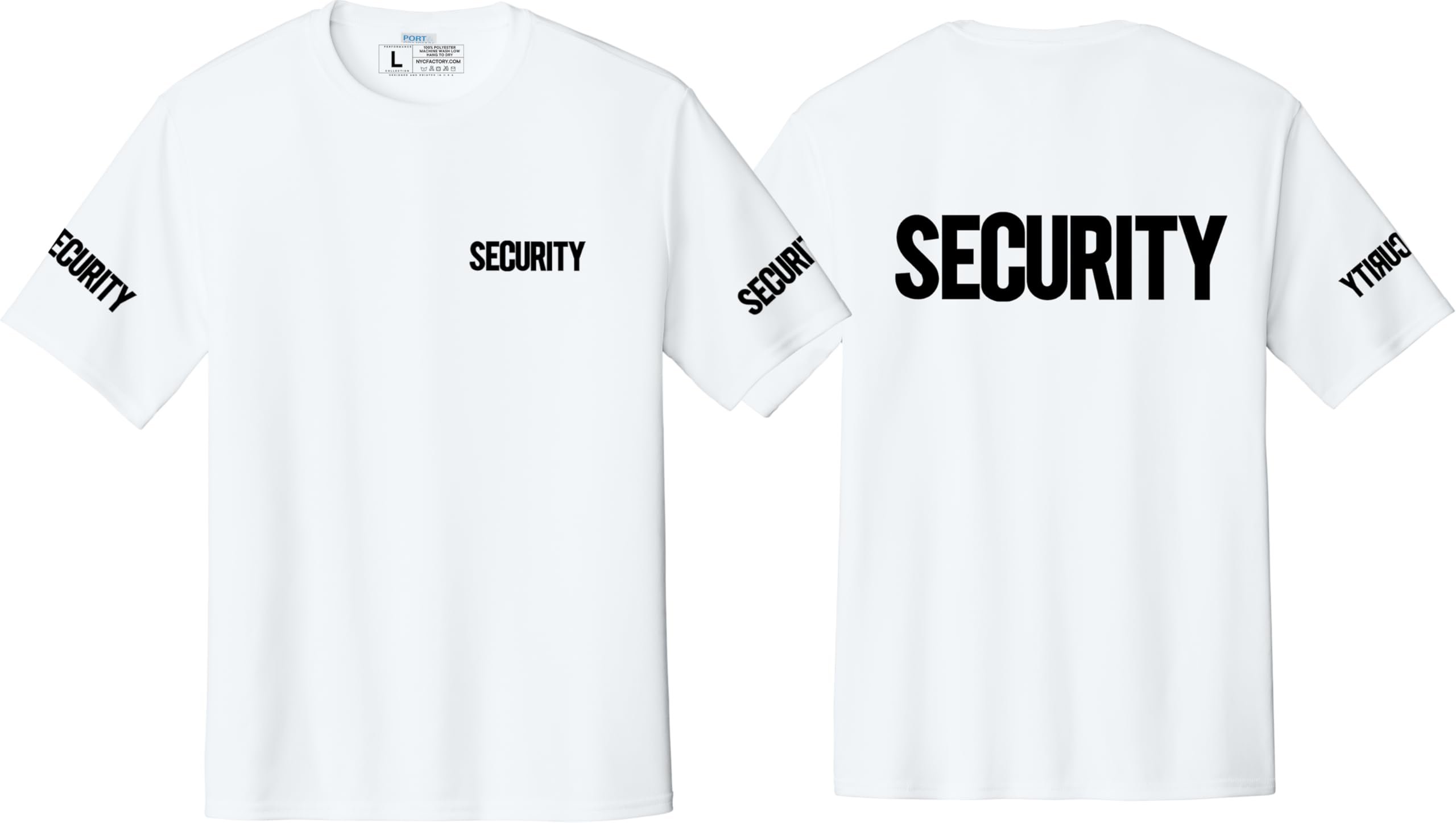 NYC FACTORY Men's Security T-Shirt (Front & Back, USA Flag Sleeve, White, XS) - Picture 20 of 27