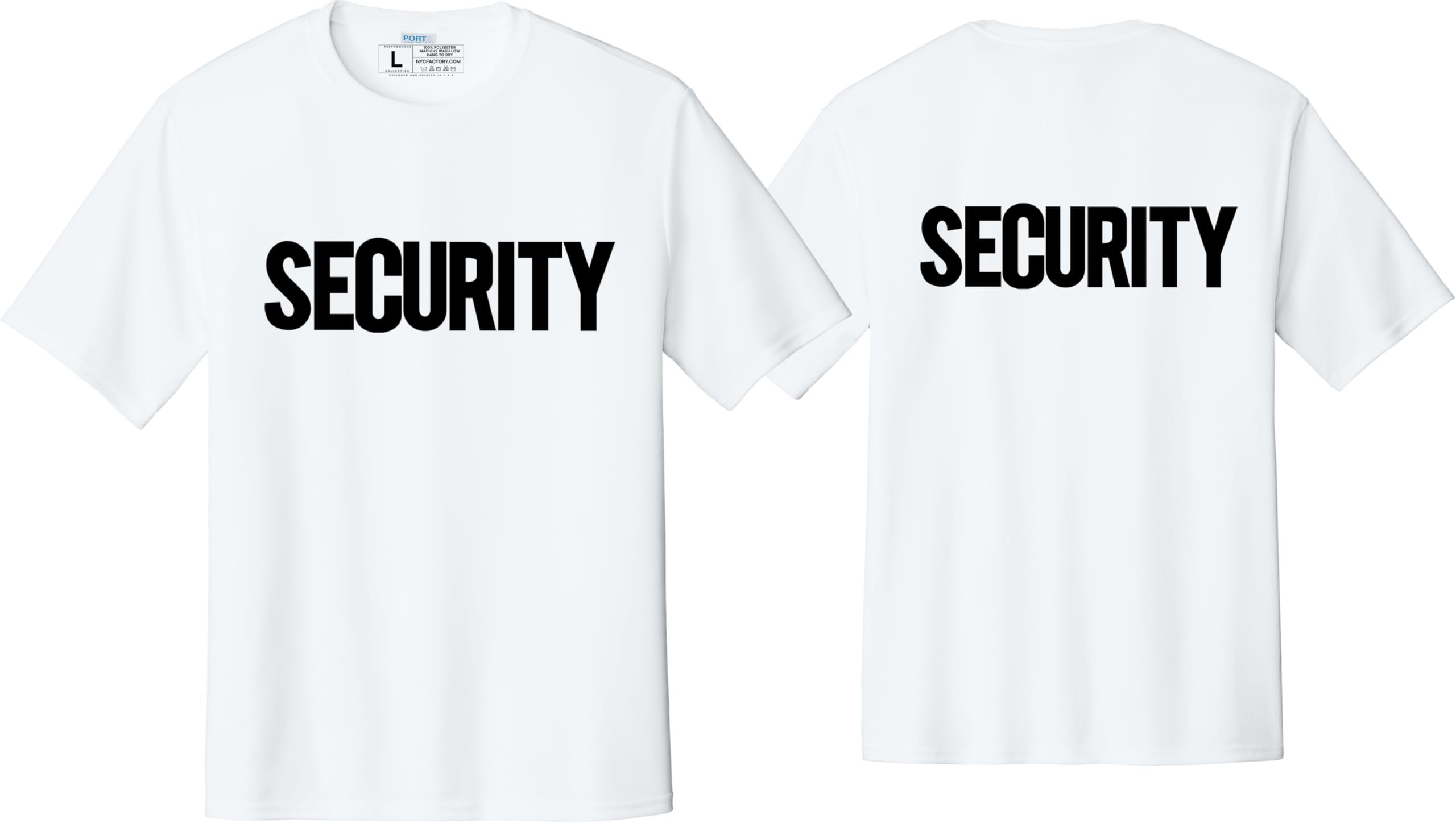 NYC FACTORY Men's Security T-Shirt (Front & Back, USA Flag Sleeve, White, XS) - Picture 17 of 27