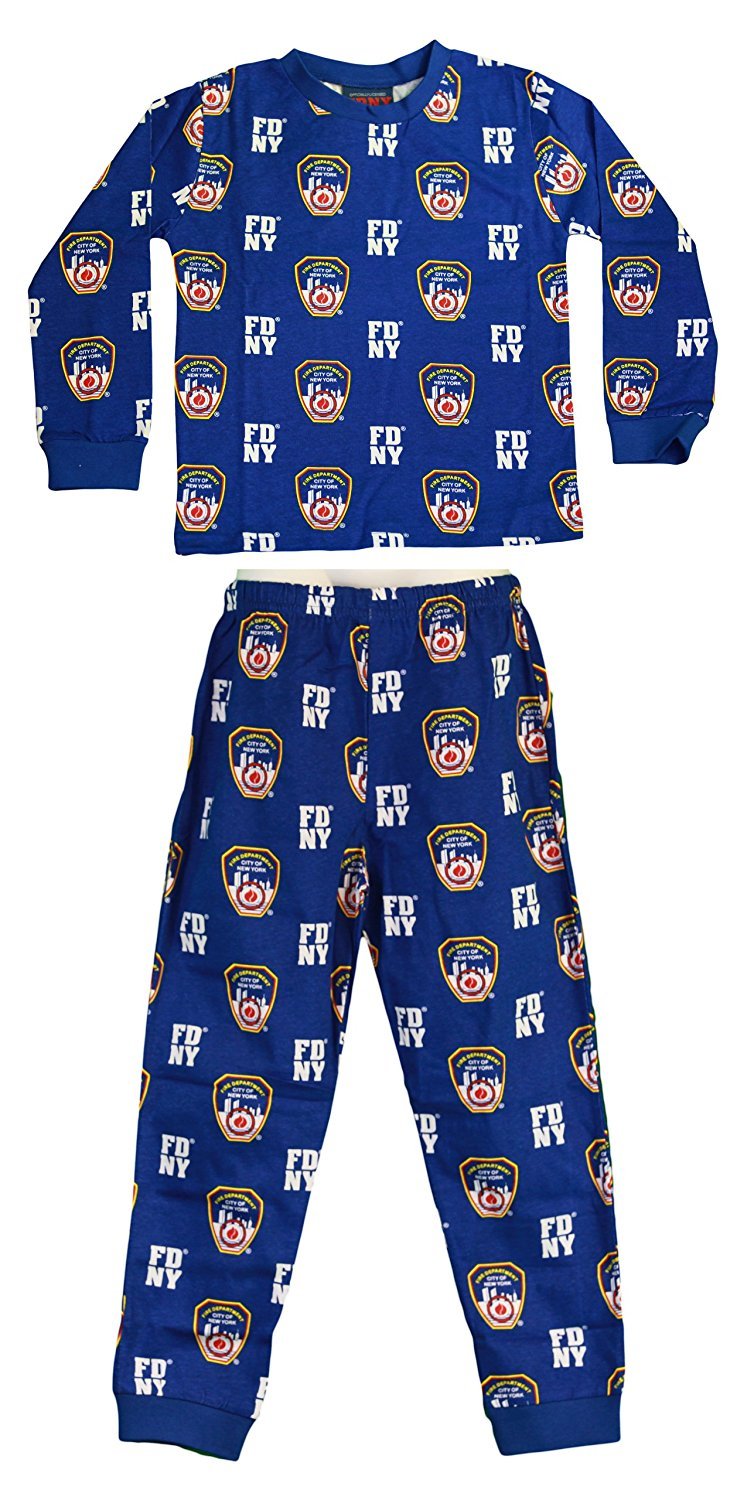 FDNY Kids Pajama Set Boys 2 Piece Sleepwear Blue - Picture 4 of 7
