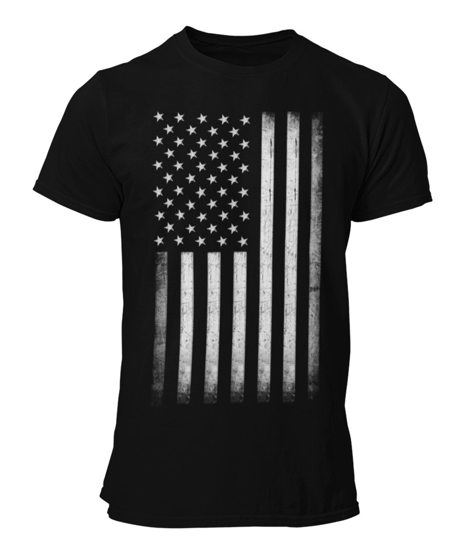 Men's USA Flag Tee Premium Soft Ring-Spun Retro Vintage T-Shirt