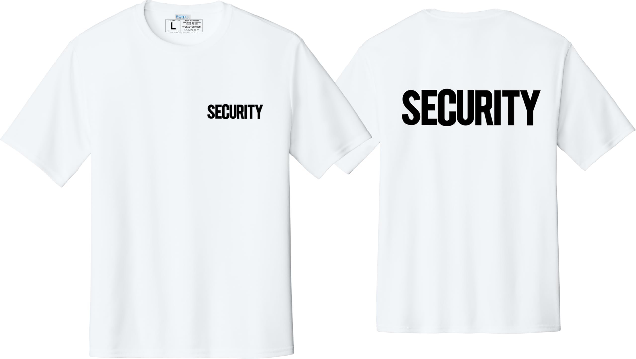 NYC FACTORY Men's Security T-Shirt (Front & Back, USA Flag Sleeve, White, XS) - Picture 18 of 27