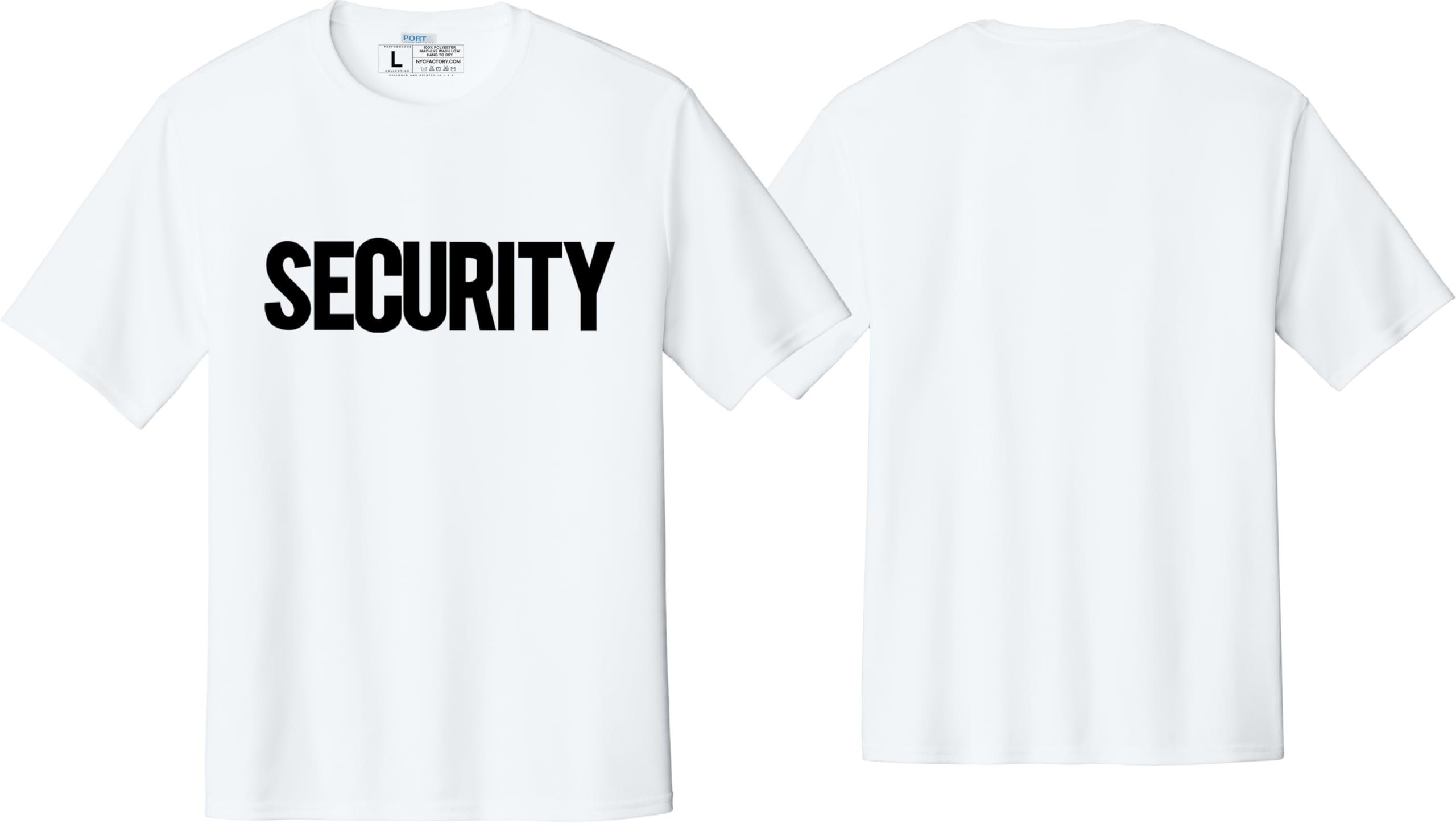 NYC FACTORY Men's Security T-Shirt (Front & Back, USA Flag Sleeve, White, XS) - Picture 23 of 27