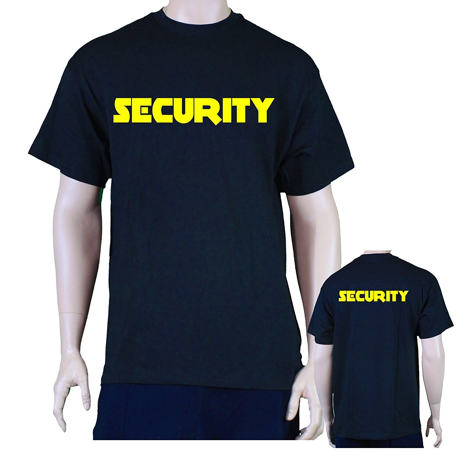 Print Front & Back Security T-Shirt Men's Event Staff Tee Black Neon ...