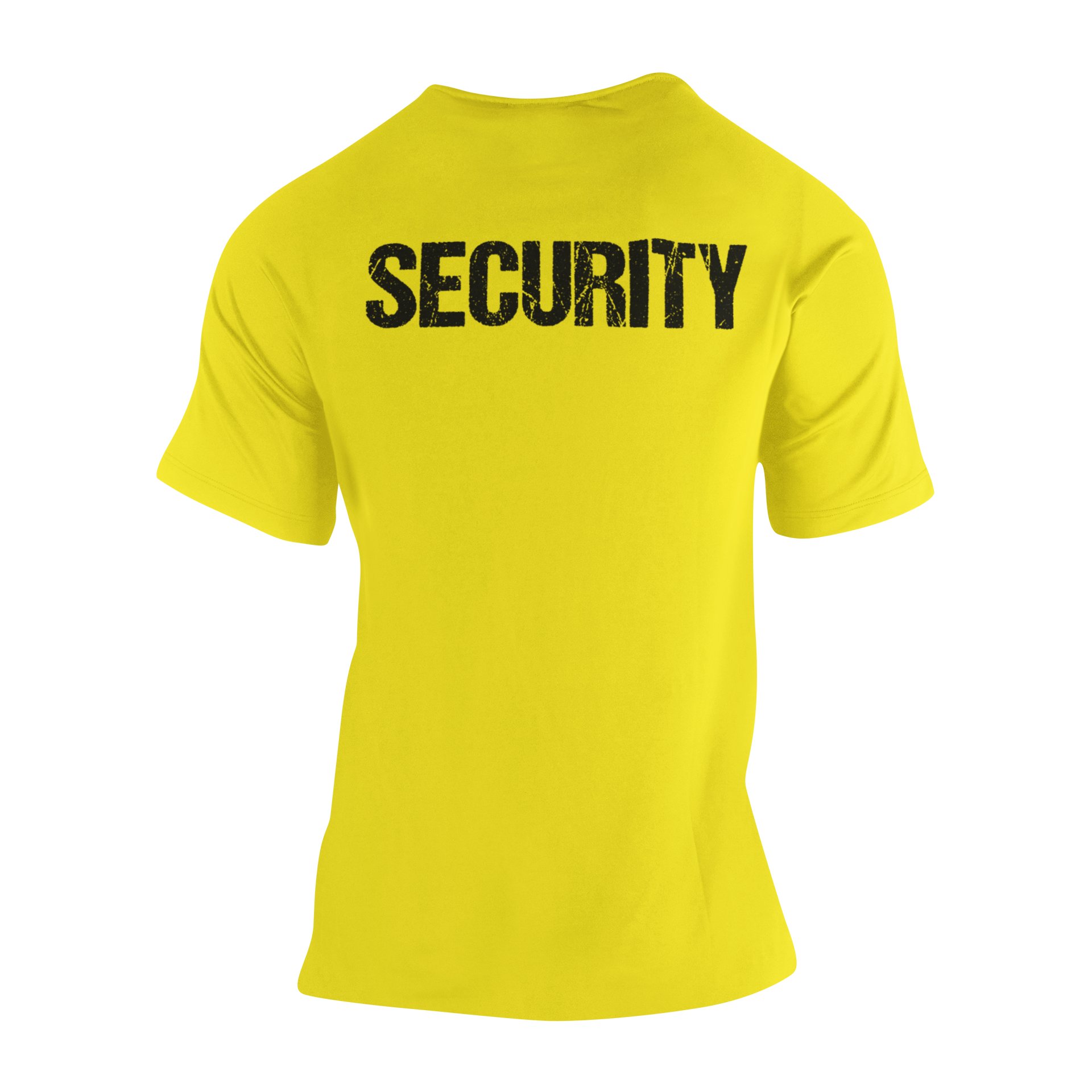 Men's Distressed Security Tee Front & Back Print  (Bright Yellow-Black)