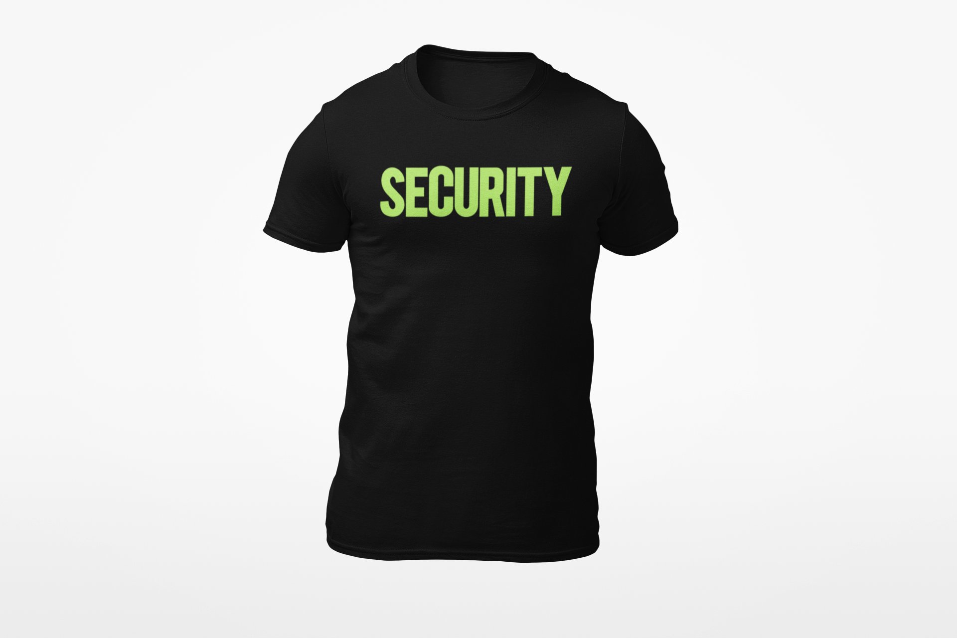 Security T-Shirt Front Back Screen Print Shirt Event (Black & Safety Green)