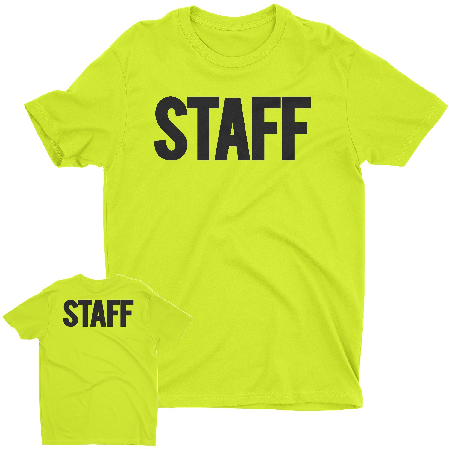 Men's Staff T-Shirt Front Back Print Tee Event Uniform Screen-Printed Shirt