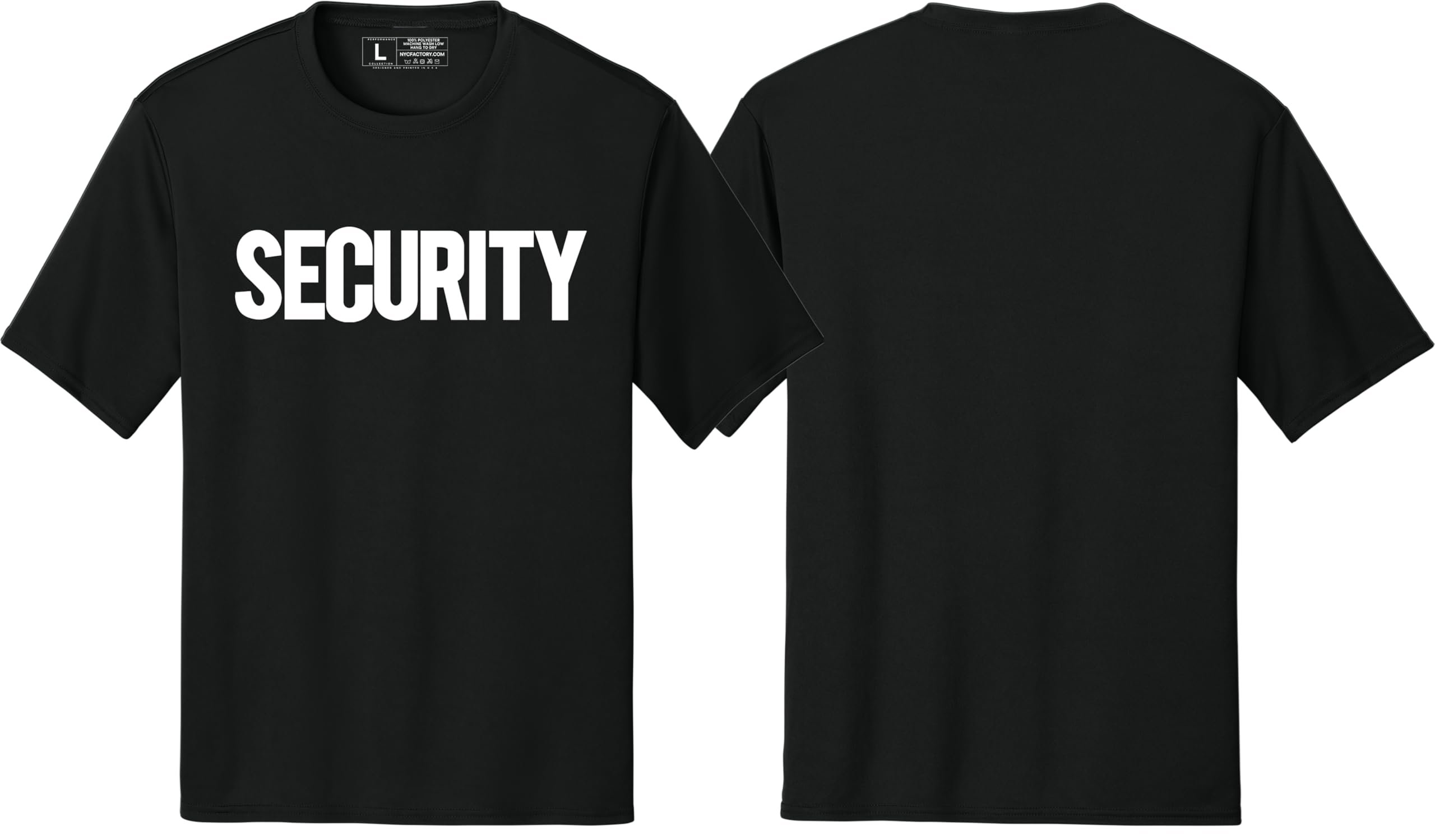 NYC FACTORY Men's Security T-Shirt (Front & Back, USA Flag Sleeve, White, XS) - Picture 12 of 27