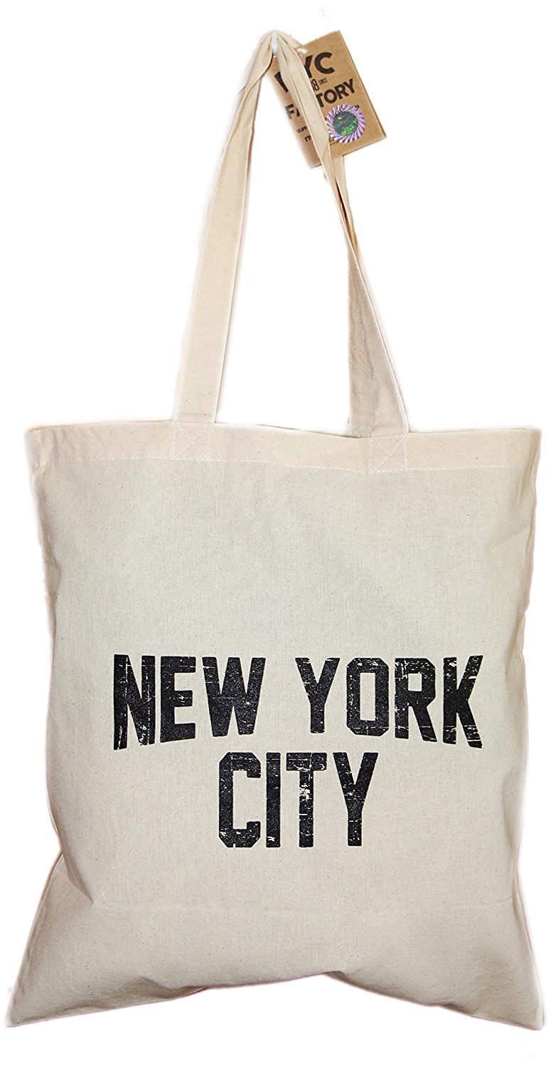 NYC Tote Bag Distressed New York City 100% Cotton Canvas Screenprinted by NYC...