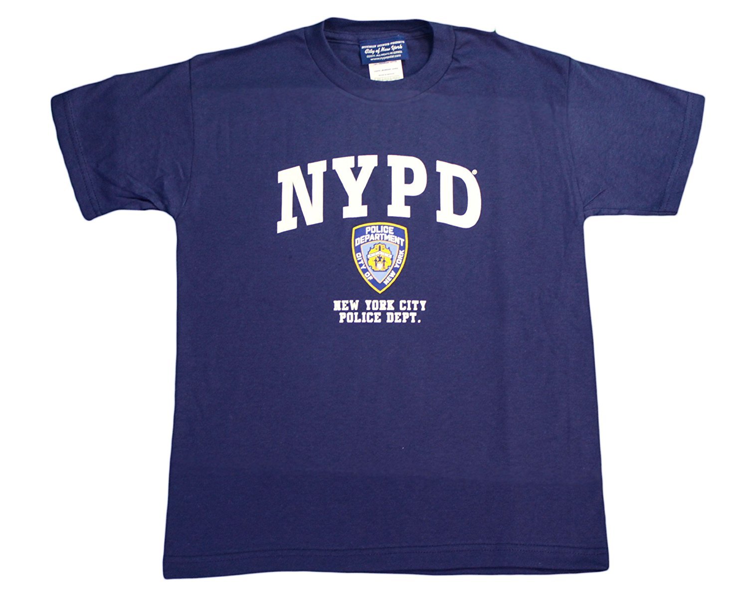 NYPD Kids Short Sleeve Screen Print T-Shirt Navy White Yellow